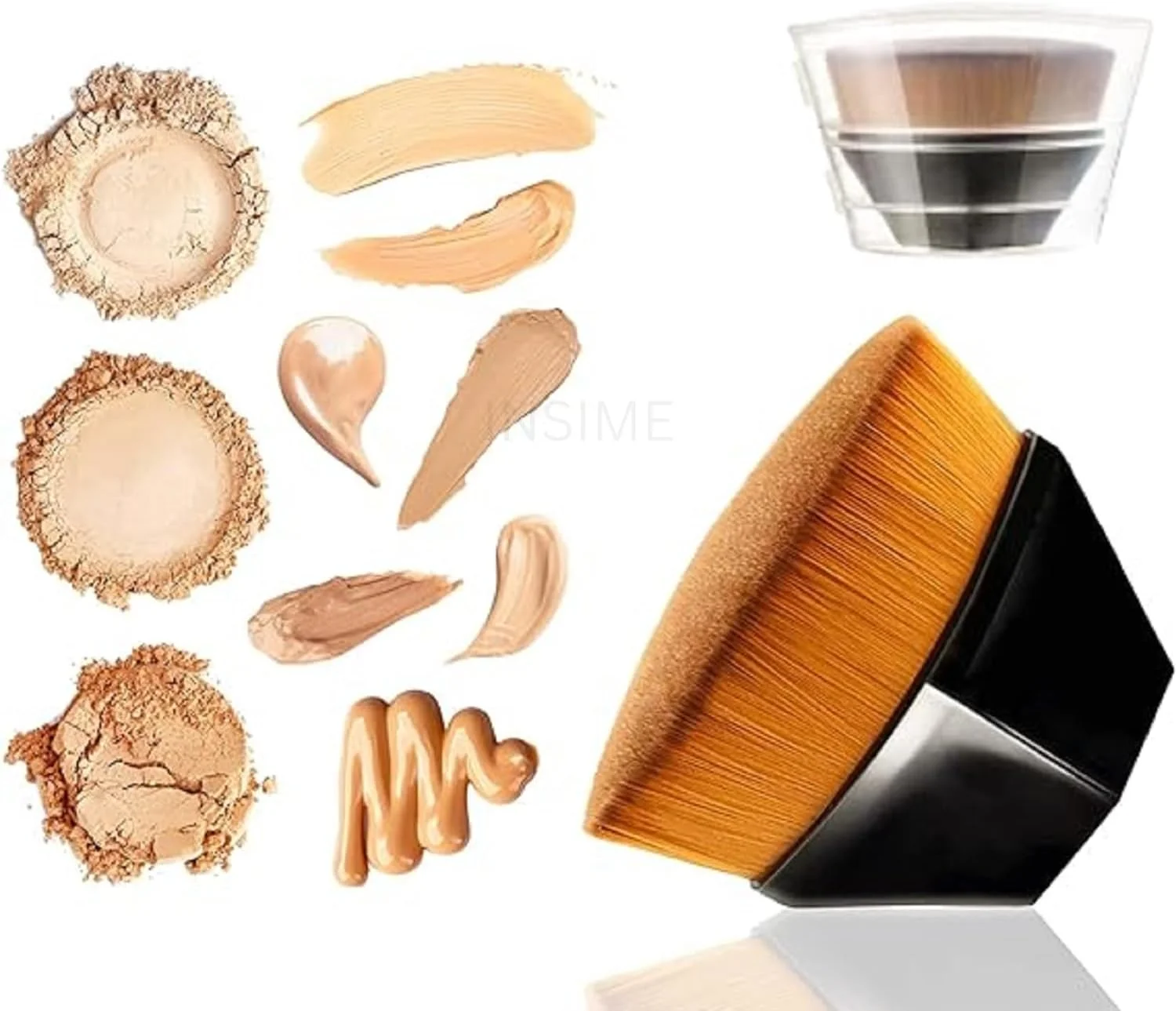 براش کرم پودر INSIME برای آرایش صورت | براش کانتور کابوکی شش ضلعی برای ترکیب مایع، کرم و پودر | براش کابوکی فشرده سر صاف برای آرایش صورت به همراه جعبه محافظ