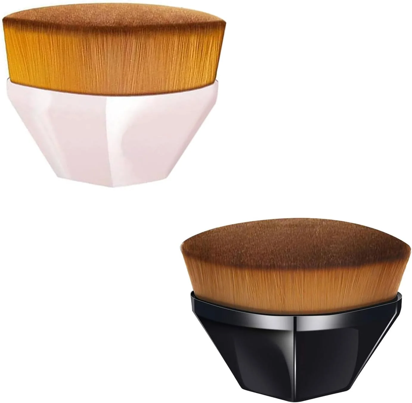 هوتو، ست 2 عددی براش آرایشی کرم پودر، براش رژگونه صورت، براش پودر تخت حرفه ای برای ترکیب کرم مایع یا لوازم آرایشی پودری بی عیب و نقص با جعبه محافظ مشکی و صورتی