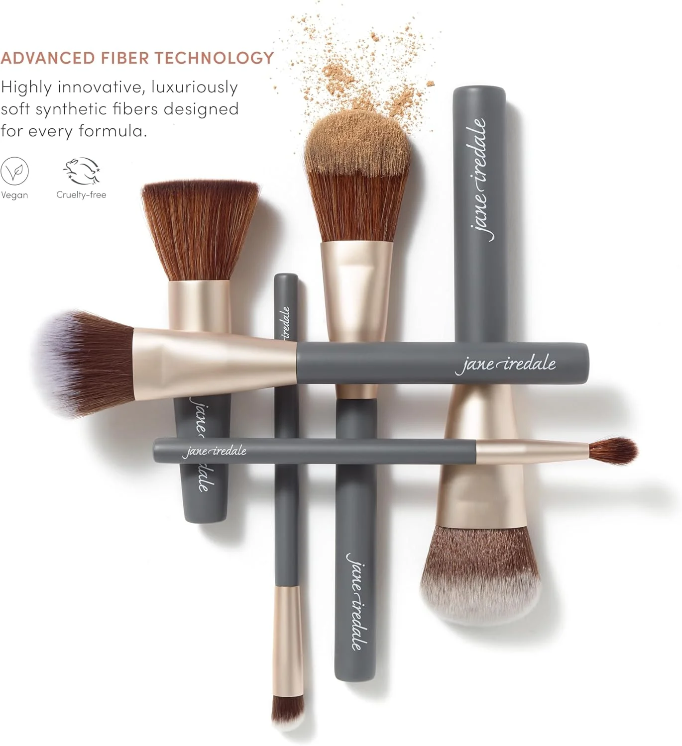 براش مایع مدیوم جین ایردال پرو سریز، براش تخت آرایشی برای استفاده کامل از کرم و آرایش مایع، وگان و بدون تست حیوانی