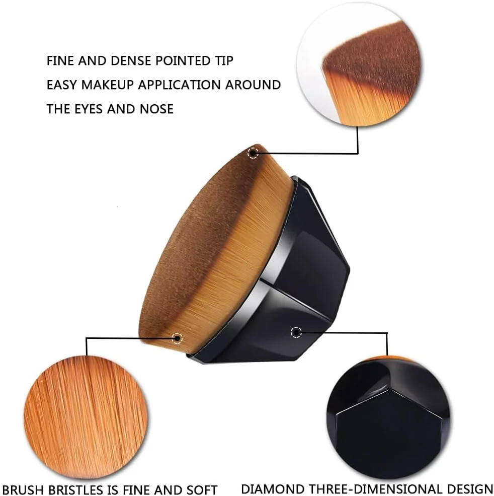 هوتو، ست 2 عددی براش آرایشی کرم پودر، براش رژگونه صورت، براش پودر تخت حرفه ای برای ترکیب کرم مایع یا لوازم آرایشی پودری بی عیب و نقص با جعبه محافظ مشکی و صورتی