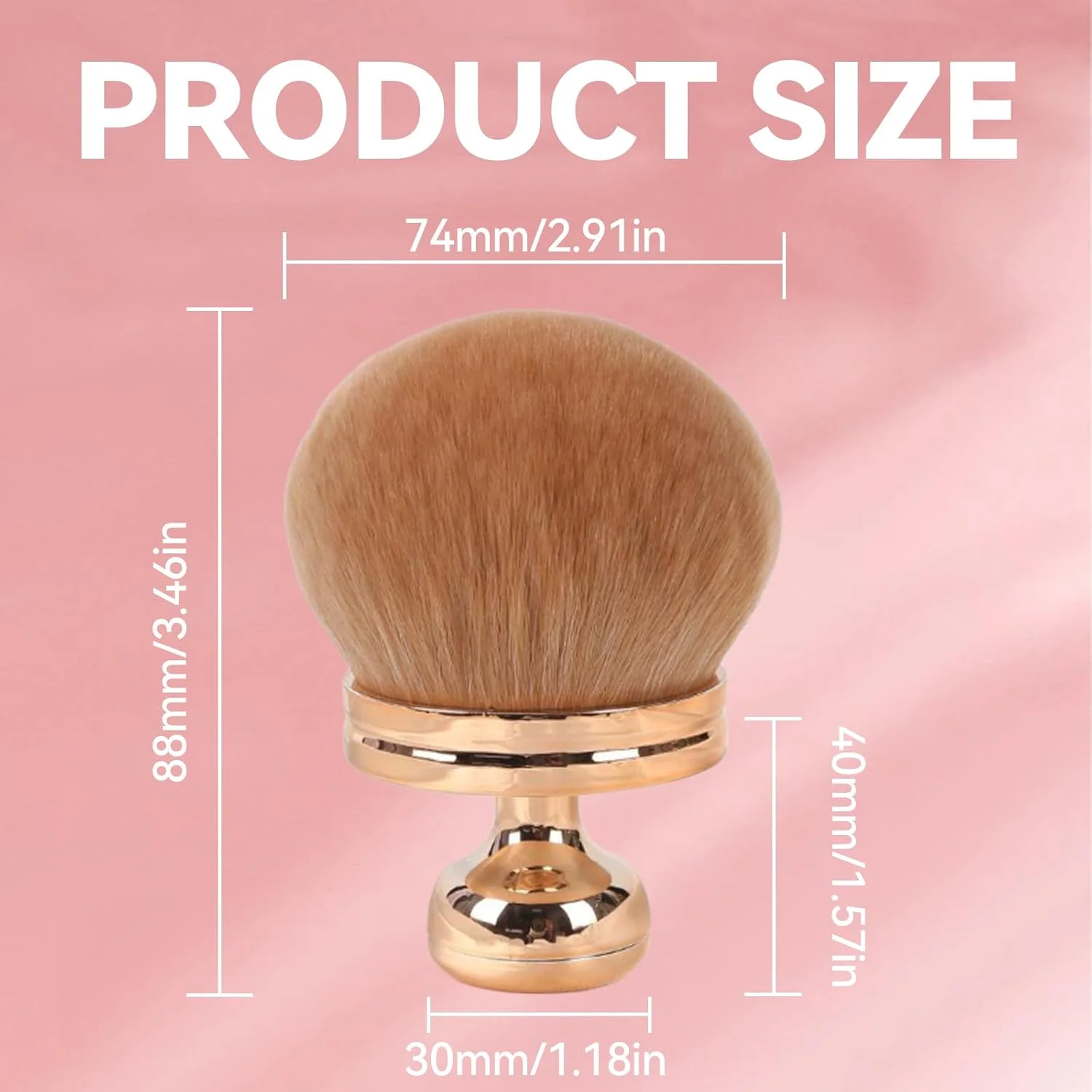 برس بزرگ برنزه کننده HAFRILY، برس آرایشی نرم و بزرگ بیضی شکل با سر برس پهن برای پخش پودر شل روی صورت، گردن، بازوها، پاها، بدن، برنزه کننده و ضد آفتاب (رزگلد)