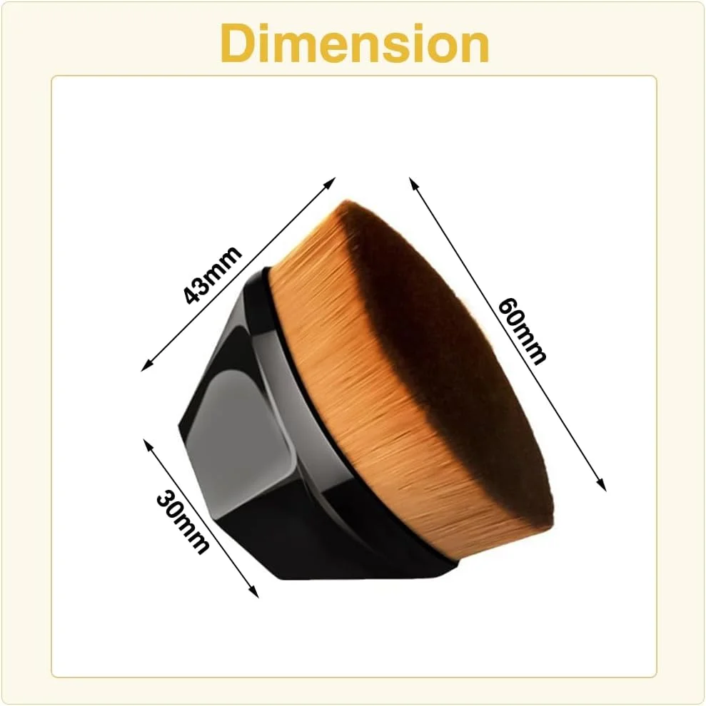 براش کرم پودر شش ضلعی با اسفنج آرایشی، برس آرایشی بزرگ خمیده 60 سانتی متری برای استفاده بدون رگه