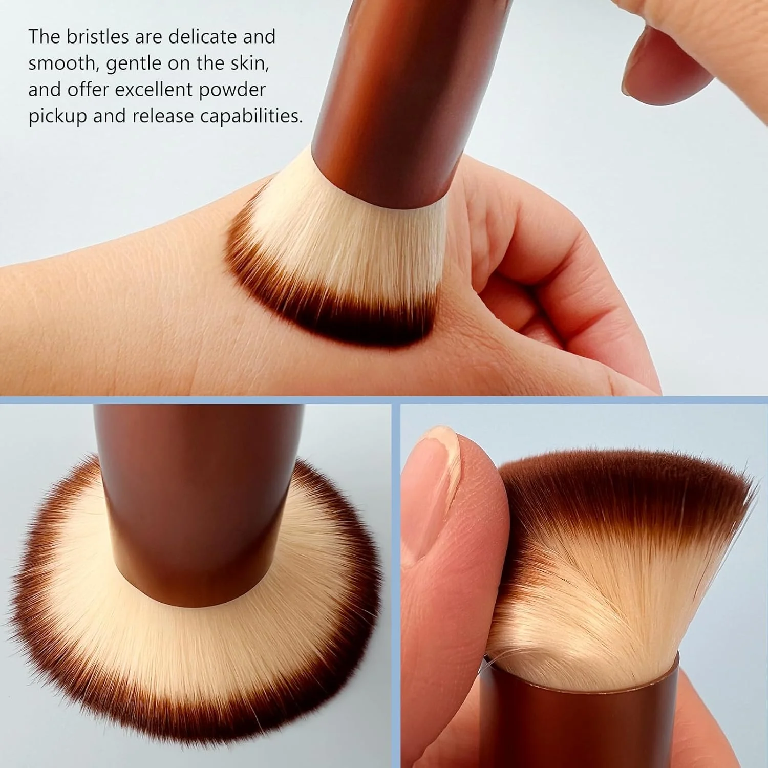 براش کرم پودر حرفه ای رزگلد/سفید - براش آرایشی سر تخت برای مایع، پودر معدنی و پخش کردن، ترکیب بی نقص و نقطه گذاری