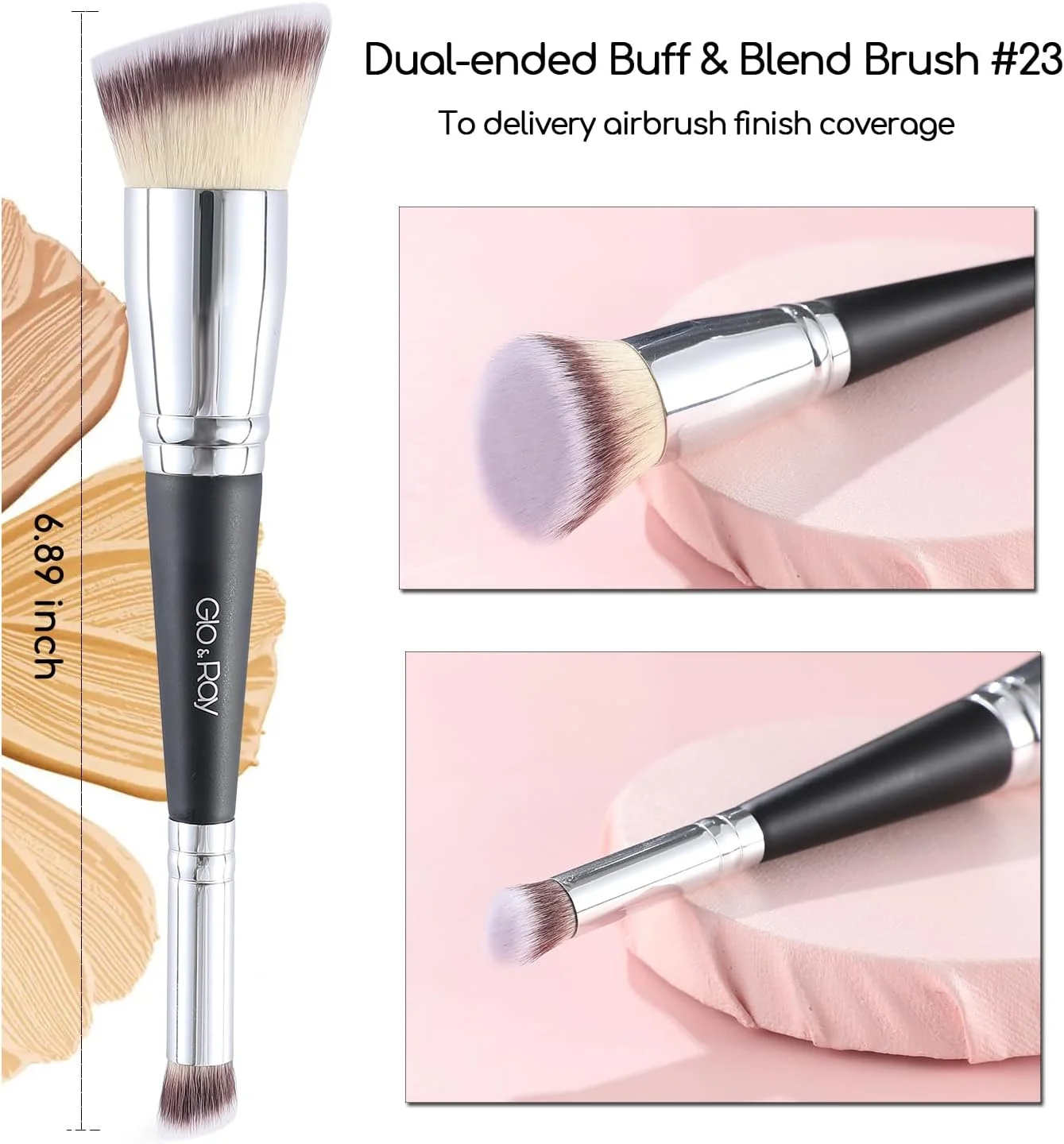 براش آرایشی دو طرفه گلو اند ری، براش زاویه دار ممتاز برای کرم پودر و کانسیلر، مناسب برای آرایش مایع، کرمی و پودری، ترکیب، کانتورینگ و پوشاندن، براش آرایشی دو طرفه براش آرایشی دو طرفه گلو اند ری، براش زاویه دار ممتاز برای کرم پودر و کانسیلر، مناسب برای آرایش مایع، کرمی و پودری، ترکیب، کانتورینگ و پوشاندن، براش آرایشی دو طرفه