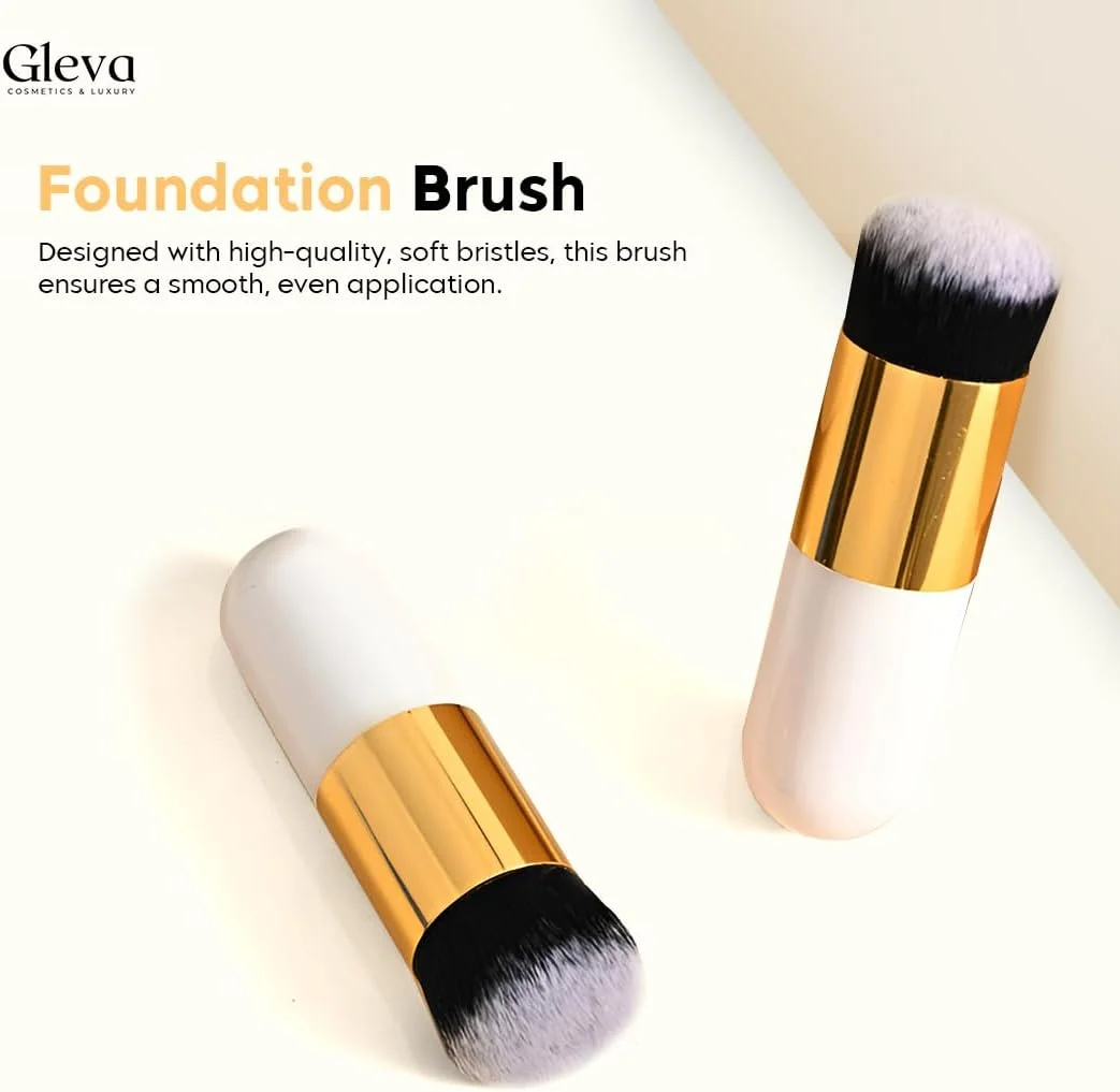 براش آرایشی پودر و کرم پودر Gleva، مناسب برای استفاده بی نقص از محصولات آرایشی مایع، کرمی و پودری - دارای موهای نرم و متراکم برای پوشش یکدست و صاف، براش چند منظوره مسافرتی براش آرایشی پودر و کرم پودر Gleva، مناسب برای استفاده بی نقص از محصولات آرایشی مایع، کرمی و پودری - دارای موهای نرم و متراکم برای پوشش یکدست و صاف، براش چند منظوره مسافرتی