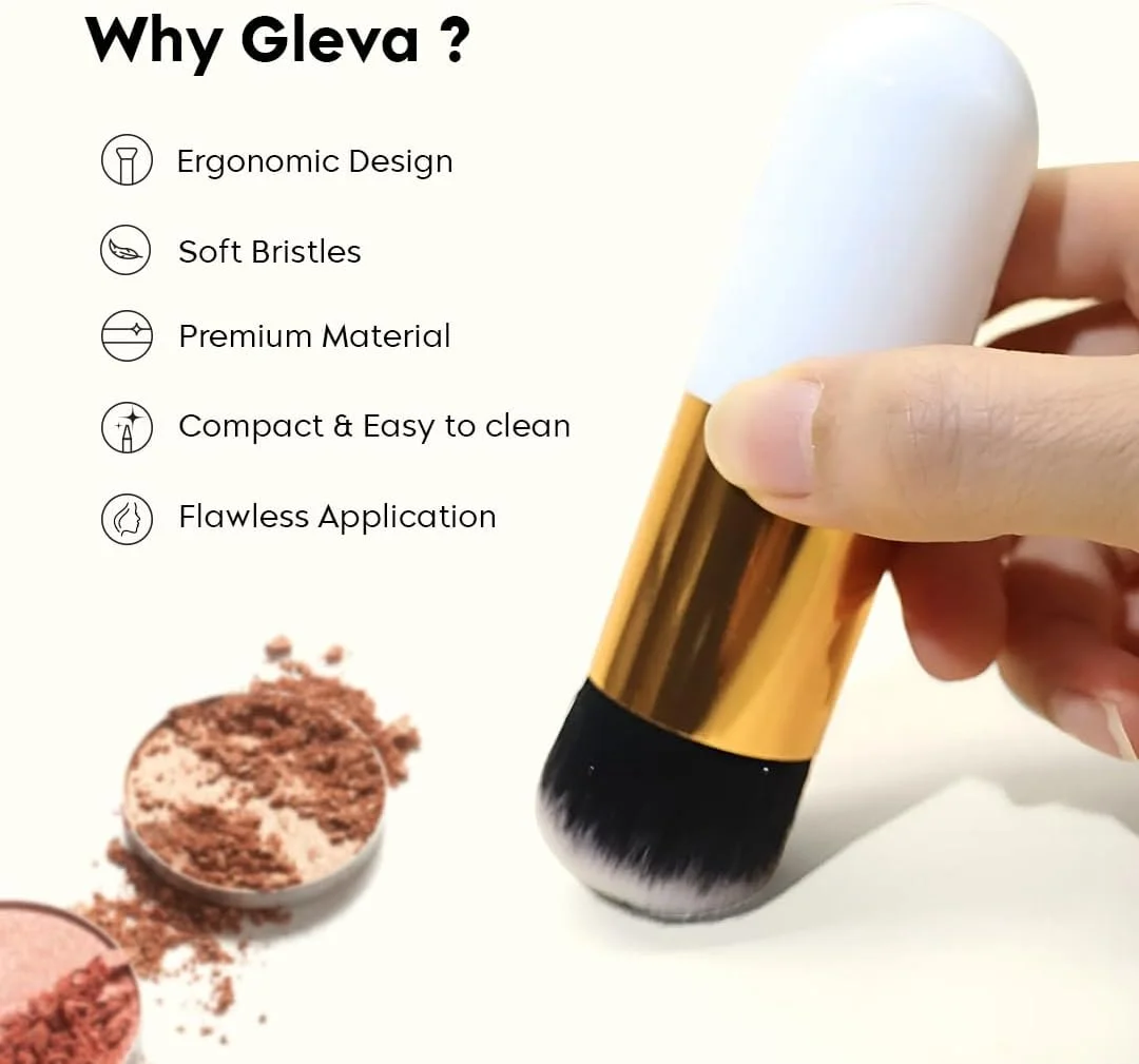 براش آرایشی پودر و کرم پودر Gleva، مناسب برای استفاده بی نقص از محصولات آرایشی مایع، کرمی و پودری - دارای موهای نرم و متراکم برای پوشش یکدست و صاف، براش چند منظوره مسافرتی براش آرایشی پودر و کرم پودر Gleva، مناسب برای استفاده بی نقص از محصولات آرایشی مایع، کرمی و پودری - دارای موهای نرم و متراکم برای پوشش یکدست و صاف، براش چند منظوره مسافرتی