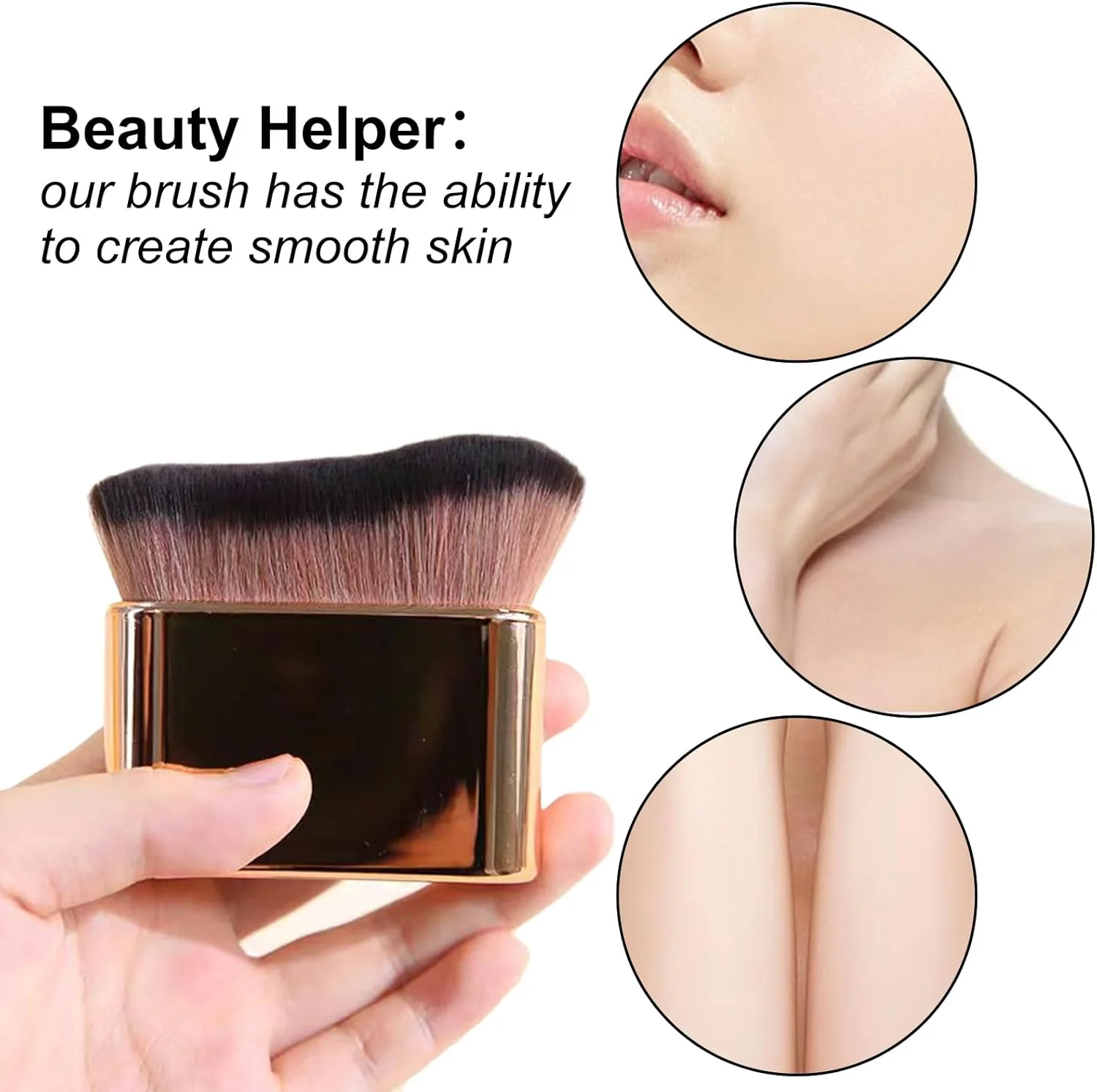 برس برنزه کننده FUZVOL، برس برنزه کننده خودکار، برس فونداسیون ترکیبی، برس لوازم آرایشی کانسیلر کرم پودر مایع برای آرایش بدن (طلایی رز)