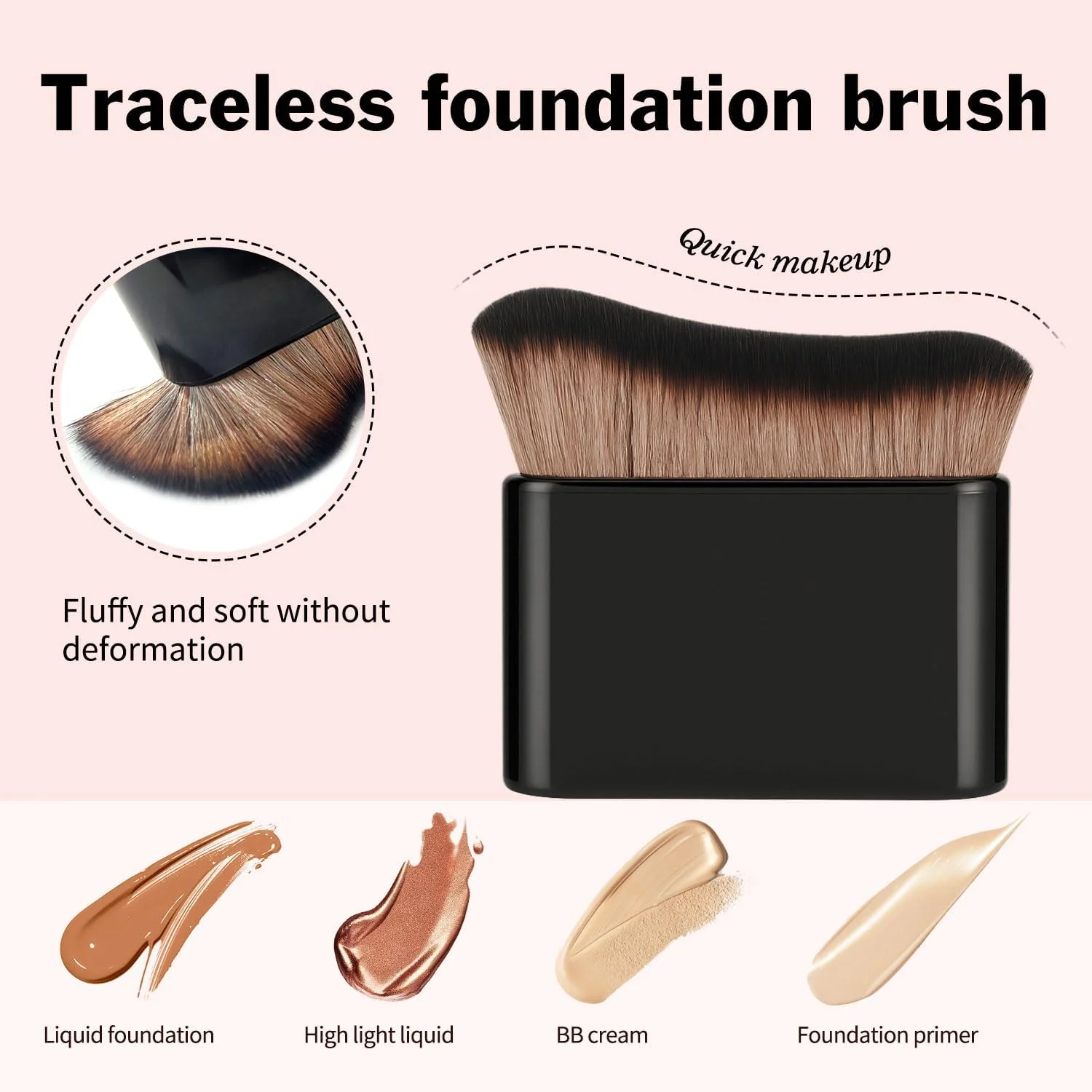 براش بزرگ ترکیب رنگ برنزه کننده FUNAN، براش آرایشی زاویه دار حرفه ای، براش آرایشی کرم پودر، مناسب برای مایع، کرم، پودر، آرایش صورت، گردن، بدن و پا، مشکی