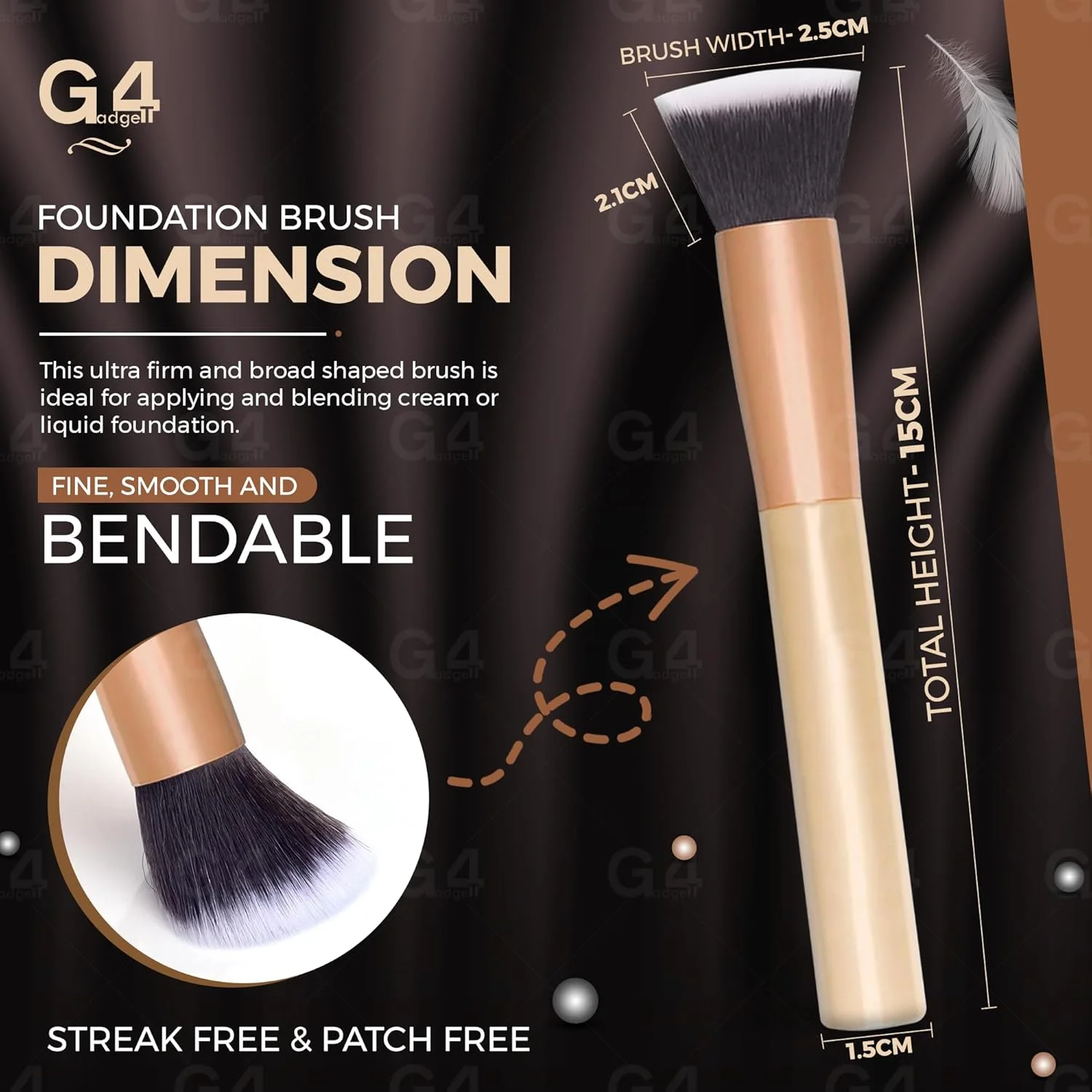براش کرم پودر مایع G4GADGET - براش کابوکی سر تخت ممتاز برای ترکیب کرم پودر مایع، کرمی و پودری - استفاده بی نقص از لوازم آرایش - بدون ریزش مو، موهای مصنوعی براش کرم پودر مایع G4GADGET - براش کابوکی سر تخت ممتاز برای ترکیب کرم پودر مایع، کرمی و پودری - استفاده بی نقص از لوازم آرایش - بدون ریزش مو، موهای مصنوعی