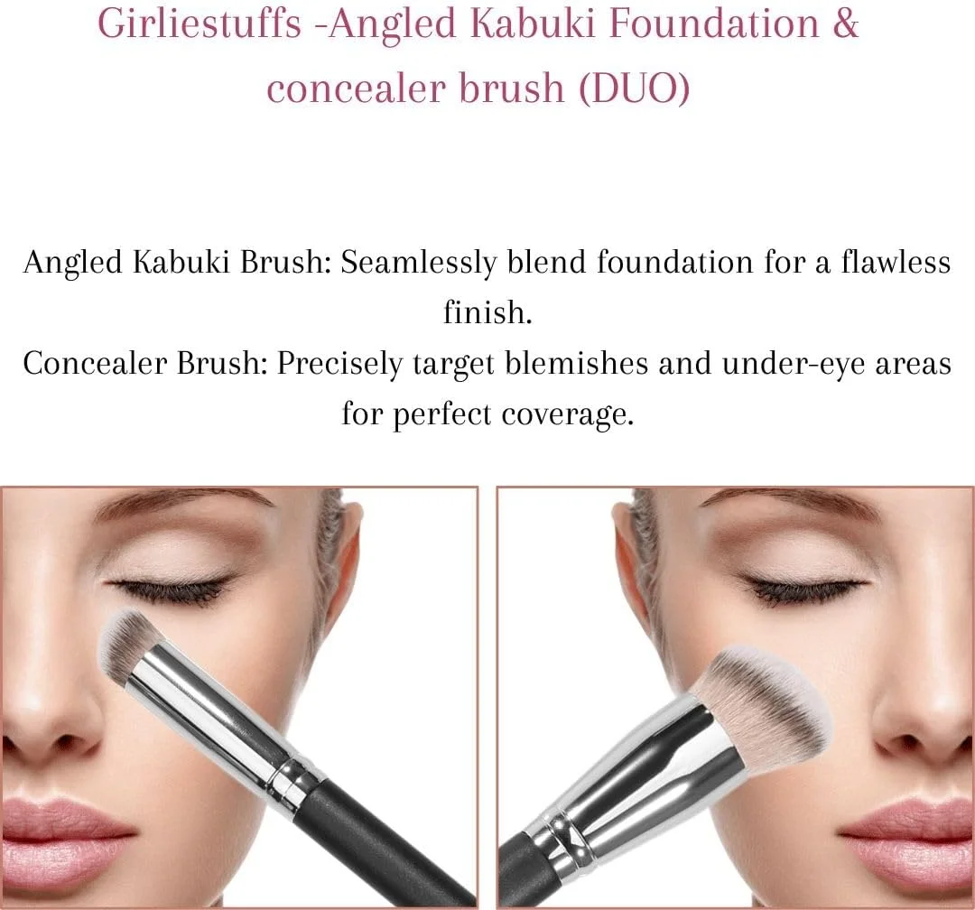 ست برس زاویه دار کابوکی کرم پودر و کانسیلر گرلی استاف - برس های آرایشی برای استفاده بی نقص، پوشش دقیق و ترکیب کردن - ایده آل برای کانتورینگ و آرایش حرفه ای ست برس زاویه دار کابوکی کرم پودر و کانسیلر گرلی استاف - برس های آرایشی برای استفاده بی نقص، پوشش دقیق و ترکیب کردن - ایده آل برای کانتورینگ و آرایش حرفه ای