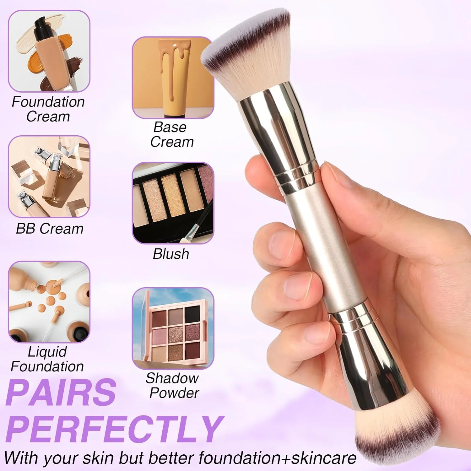 براش کانتور آرایشی دو طرفه GEDEUBAN، براش های کانتور دو طرفه برای ترکیب کرم، مایع و پودر براش کانتور آرایشی دو طرفه GEDEUBAN، براش های کانتور دو طرفه برای ترکیب کرم، مایع و پودر