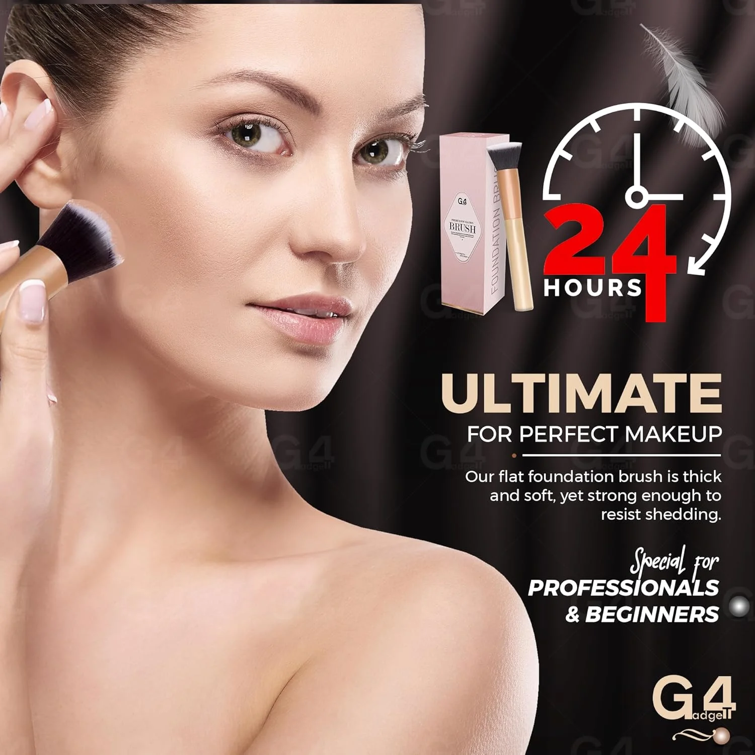براش کرم پودر مایع G4GADGET - براش کابوکی سر تخت ممتاز برای ترکیب کرم پودر مایع، کرمی و پودری - استفاده بی نقص از لوازم آرایش - بدون ریزش مو، موهای مصنوعی براش کرم پودر مایع G4GADGET - براش کابوکی سر تخت ممتاز برای ترکیب کرم پودر مایع، کرمی و پودری - استفاده بی نقص از لوازم آرایش - بدون ریزش مو، موهای مصنوعی