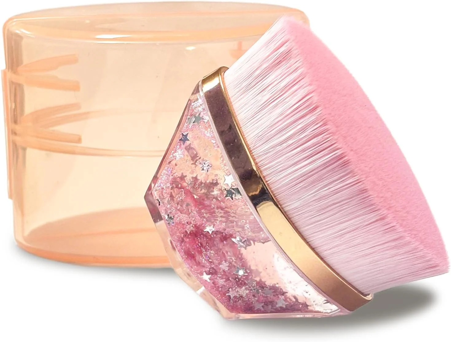 براش کرم پودر، براش کابوکی سر صاف، براش های برنزه کننده بدن با کیف قابل حمل، برای کرم مایع پودری، سر بزرگ آرایش سریع و بی عیب و نقص با طراحی اکلیلی پویا، صورتی