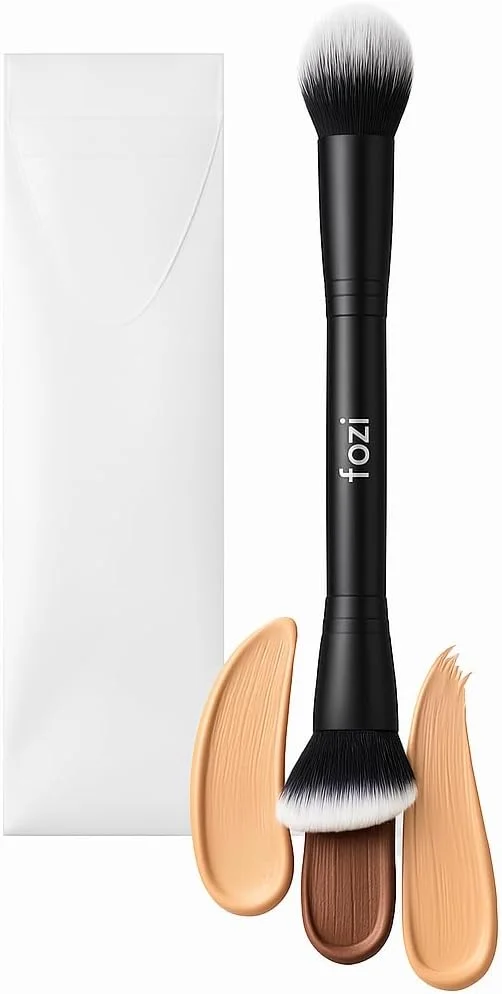 براش آرایشی دو طرفه فوزی بیوتی – براش دو سر برای کرم پودر، کانتور، رژگونه و هایلایتر – ابزار ترکیبی ممتاز برای آرایش صورت