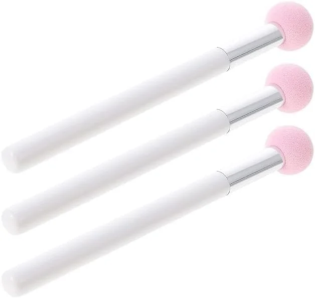 براش پودر اسفنجی فونداسیون، پد آرایشی، براش اسفنجی اپلیکاتور آرایش، براش کانسیلر، 3 عدد (صورتی)