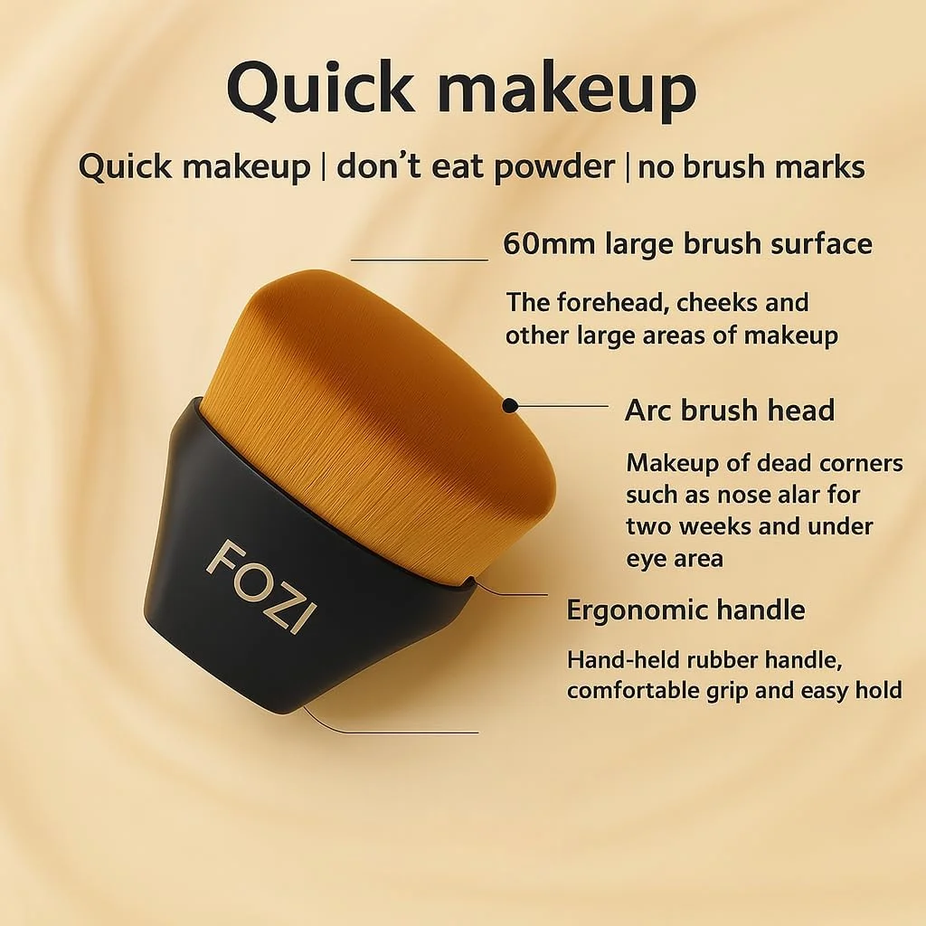 براش کرم پودر کابوکی فوزی بیوتی - براش سر صاف برای کرم مایع، کرم پودر و پودر فیکس - موهای نرم متراکم برای ترکیب یکدست - ابزار آرایشی حرفه ای برای پوشش کامل