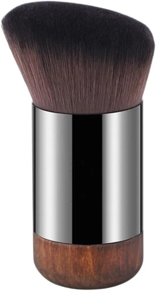 براش کرم پودر، براش زاویه دار کابوکی سر صاف، مناسب برای لوازم آرایشی مایع، کرمی یا پودری بی عیب و نقص، براش آرایشی چند منظوره با کیفیت و بادوام (قهوه ای)