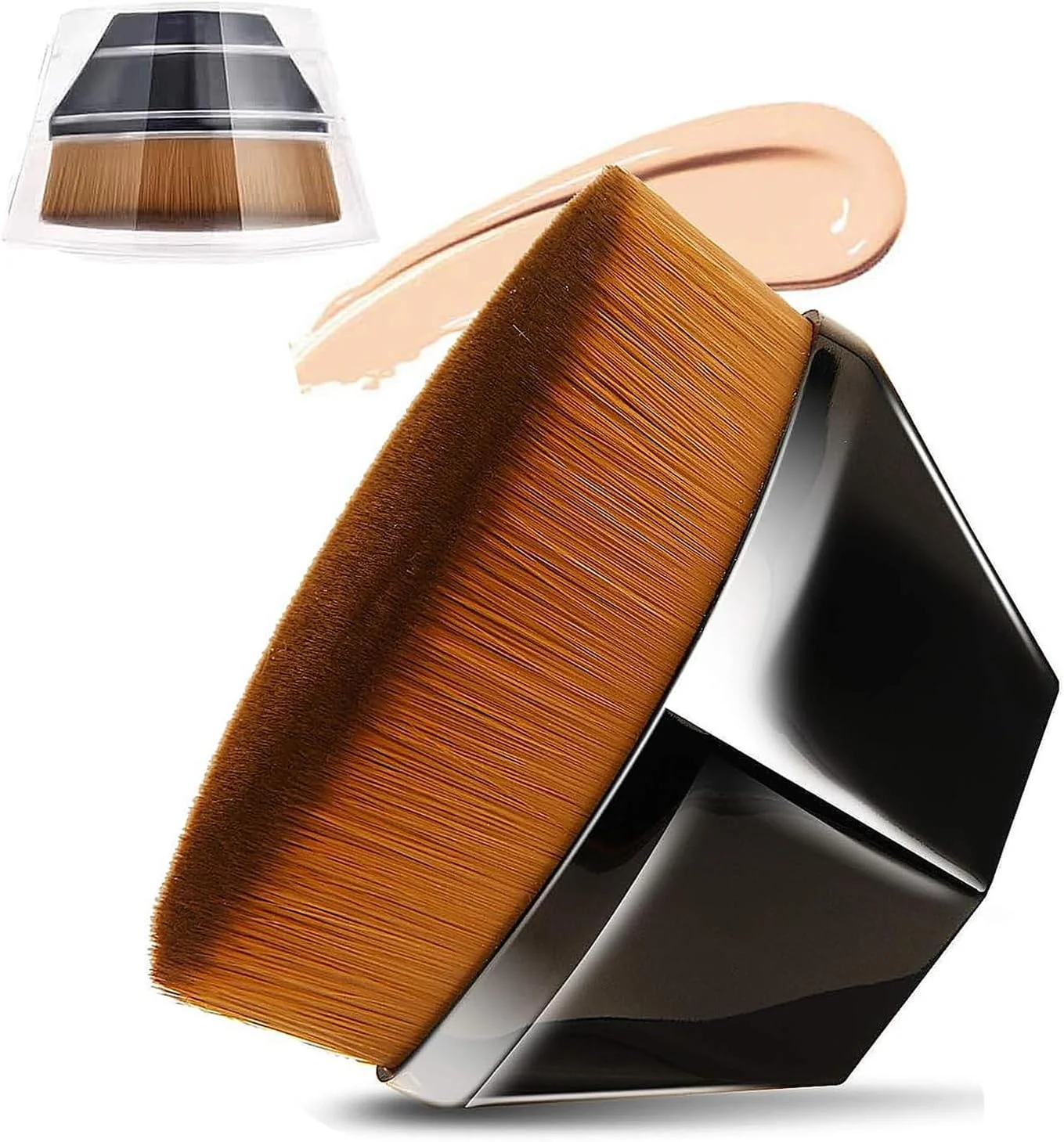 براش تخت کرم پودر، کرم پودر، براش بدن، براش برنزه کننده، براش رژگونه، برای ترکیب مایع، کانسیلر ممتاز، کرم (مشکی)