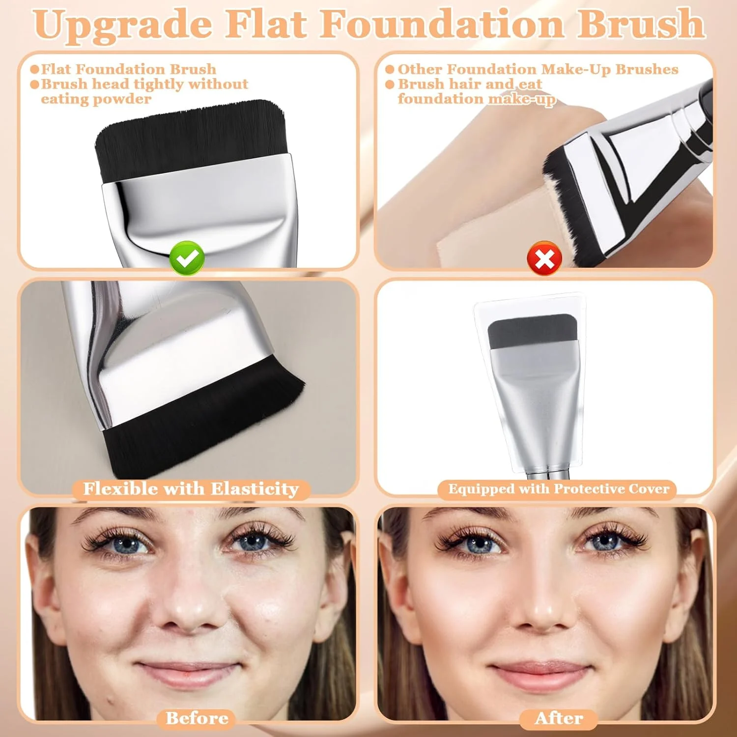 ست برس تخت کرم پودر 8 تکه به همراه پالت ترکیب آرایش و پد آرایشی برای کرم پودر مایع و کرمی ست برس تخت کرم پودر 8 تکه به همراه پالت ترکیب آرایش و پد آرایشی برای کرم پودر مایع و کرمی