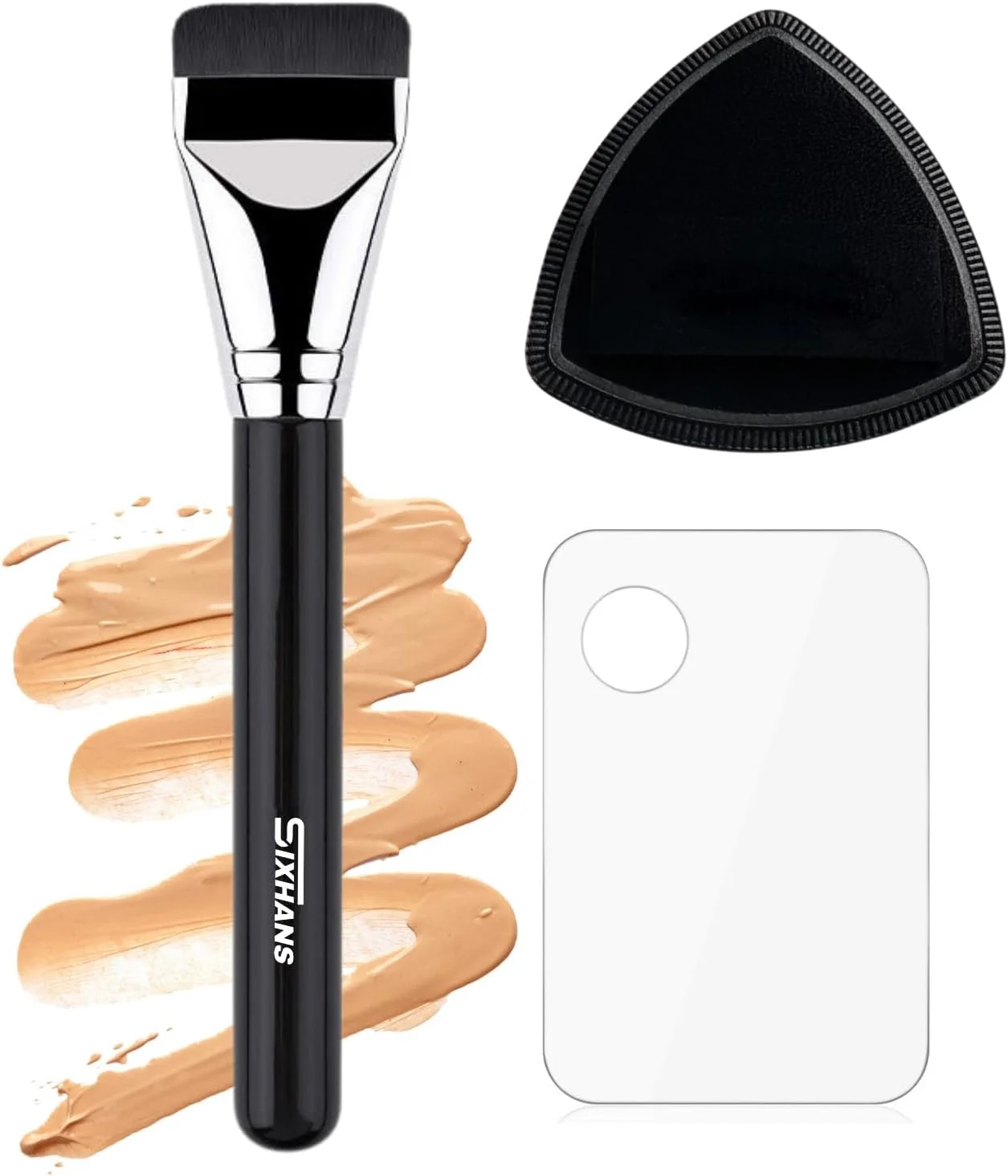 ست برس تخت کرم پودر، اسفنج روبی سل و پالت ترکیب رنگ - ایده آل برای کرم پودر مایع، اسفنج فوق العاده نرم و یکدست برای آرایش طبیعی بی عیب و نقص، جذب حداقلی، با دوام