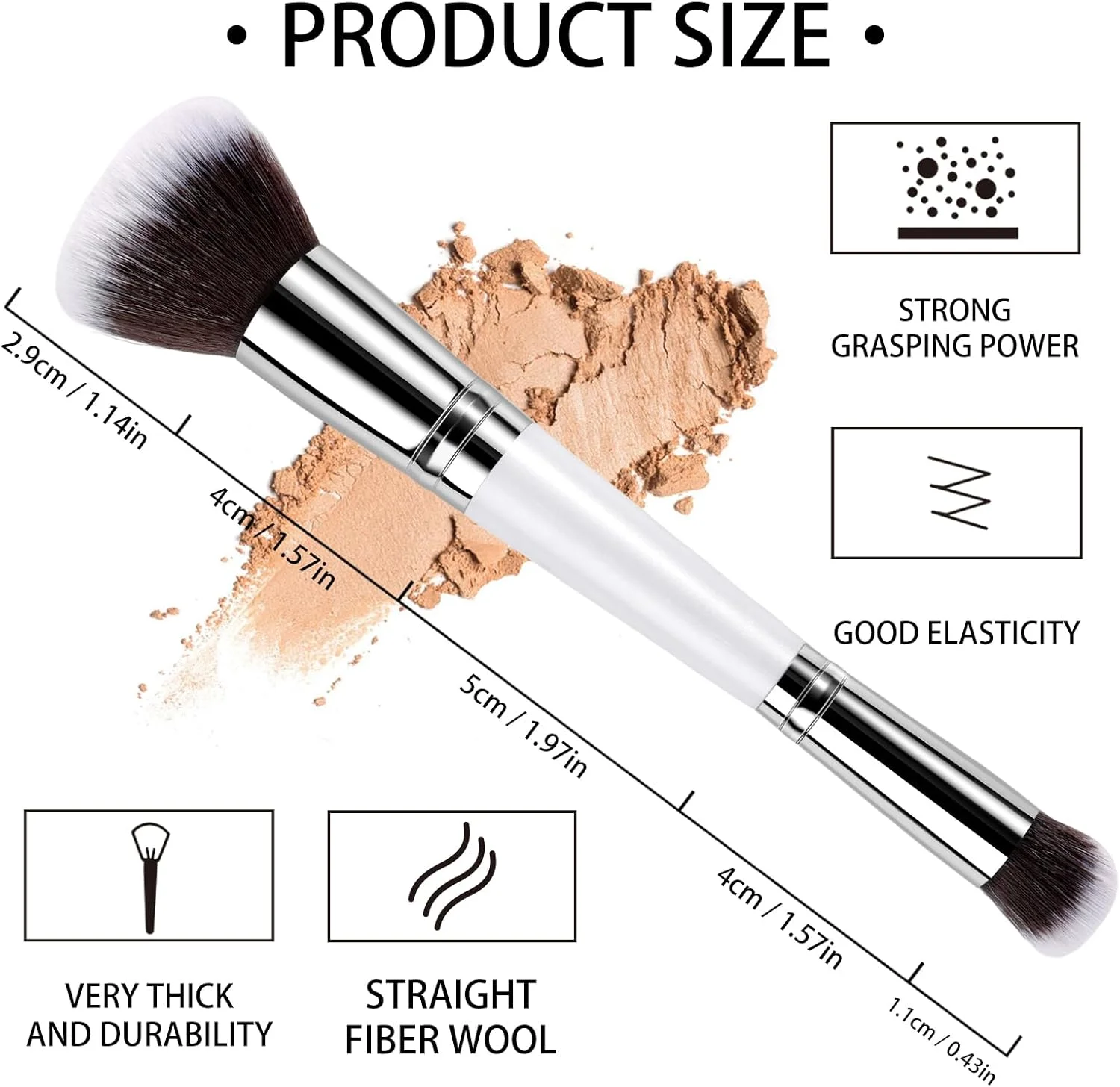 براش رژگونه و کرم پودر - براش کانتور دو سر 2 در 1، براش ترکیب پودر صورت برای فرم دهی، هایلایت، کانتورینگ کرم، رژگونه، کرم پودر مایع، کانسیلر، پرایمر آرایشی