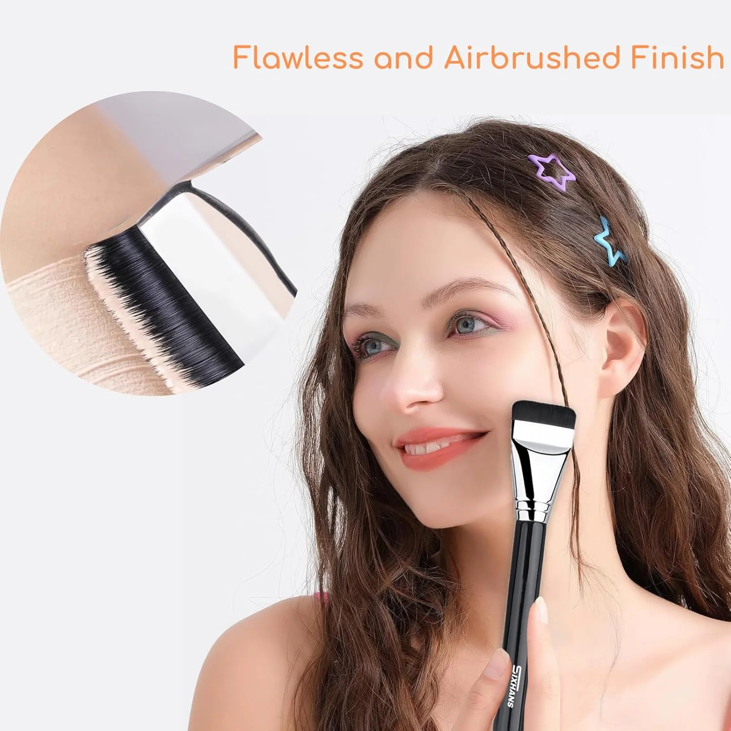 ست برس تخت کرم پودر، اسفنج روبی سل و پالت ترکیب رنگ - ایده آل برای کرم پودر مایع، اسفنج فوق العاده نرم و یکدست برای آرایش طبیعی بی عیب و نقص، جذب حداقلی، با دوام