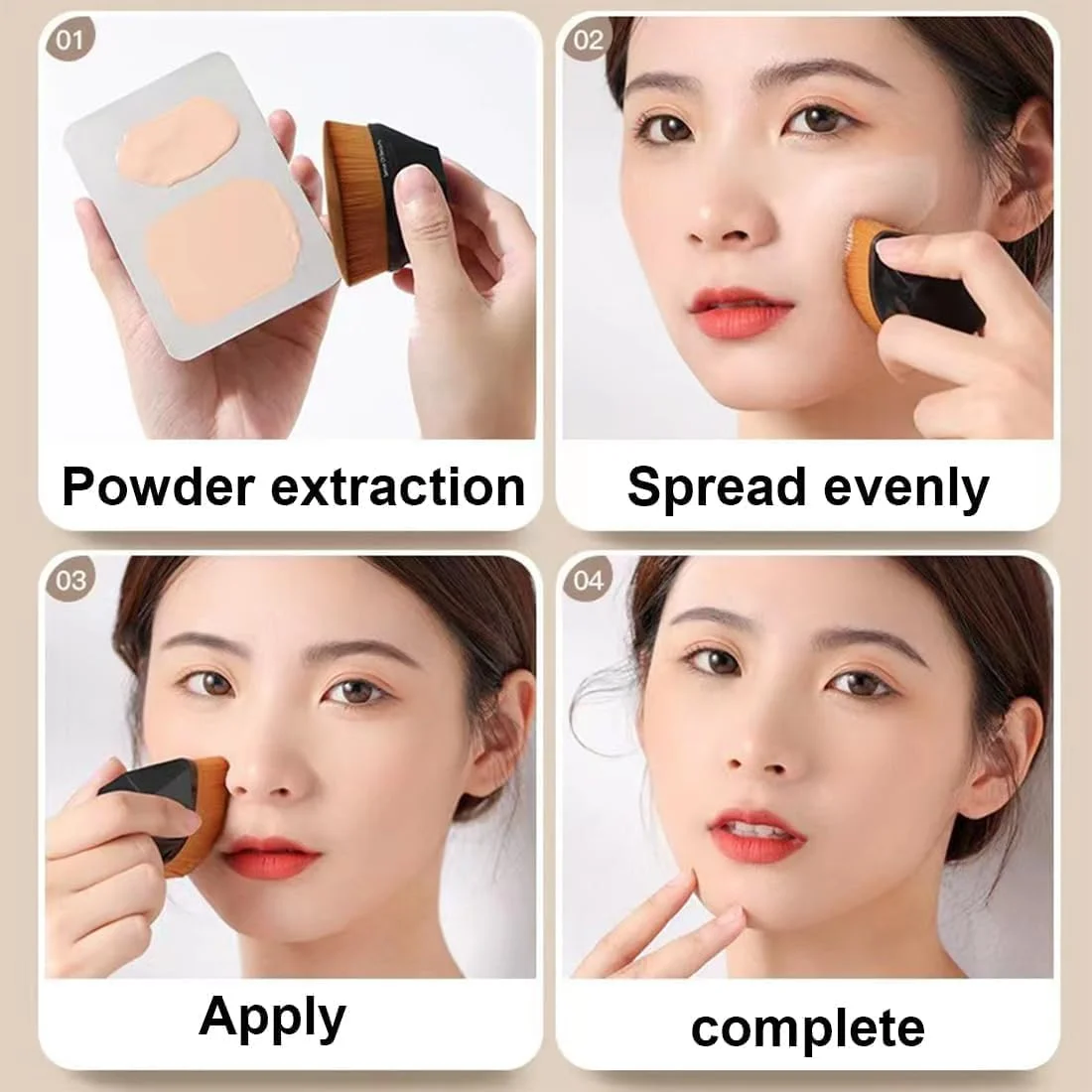 براش تخت کرم پودر، کرم پودر، براش بدن، براش برنزه کننده، براش رژگونه، برای ترکیب مایع، کانسیلر ممتاز، کرم (مشکی)