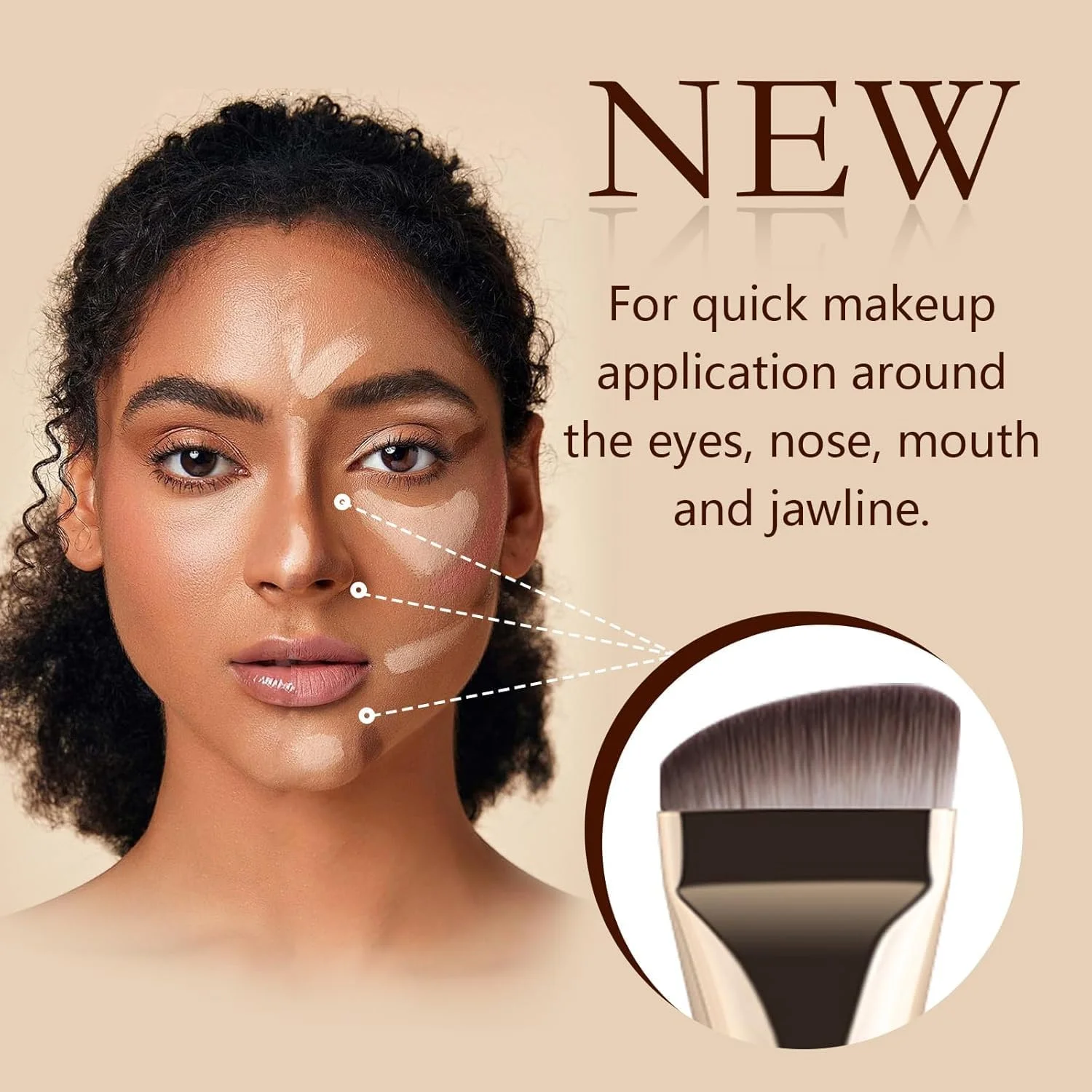 ست 2 عددی برس تخت کرم پودر مناسب بانوان، برس آرایشی صورت برای پودر و مواد آرایشی بی نقص