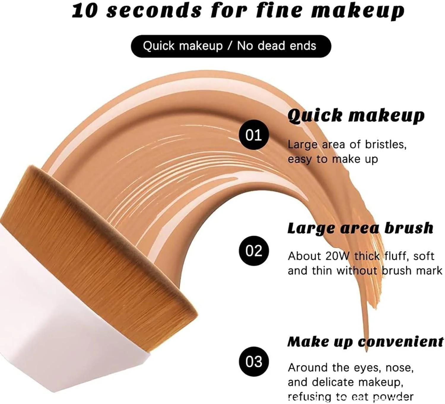 برس آرایشی کرم پودر سر صاف زنانه، برس آرایش بی عیب و نقص صورت پودر پف انگشتی لوازم آرایشی