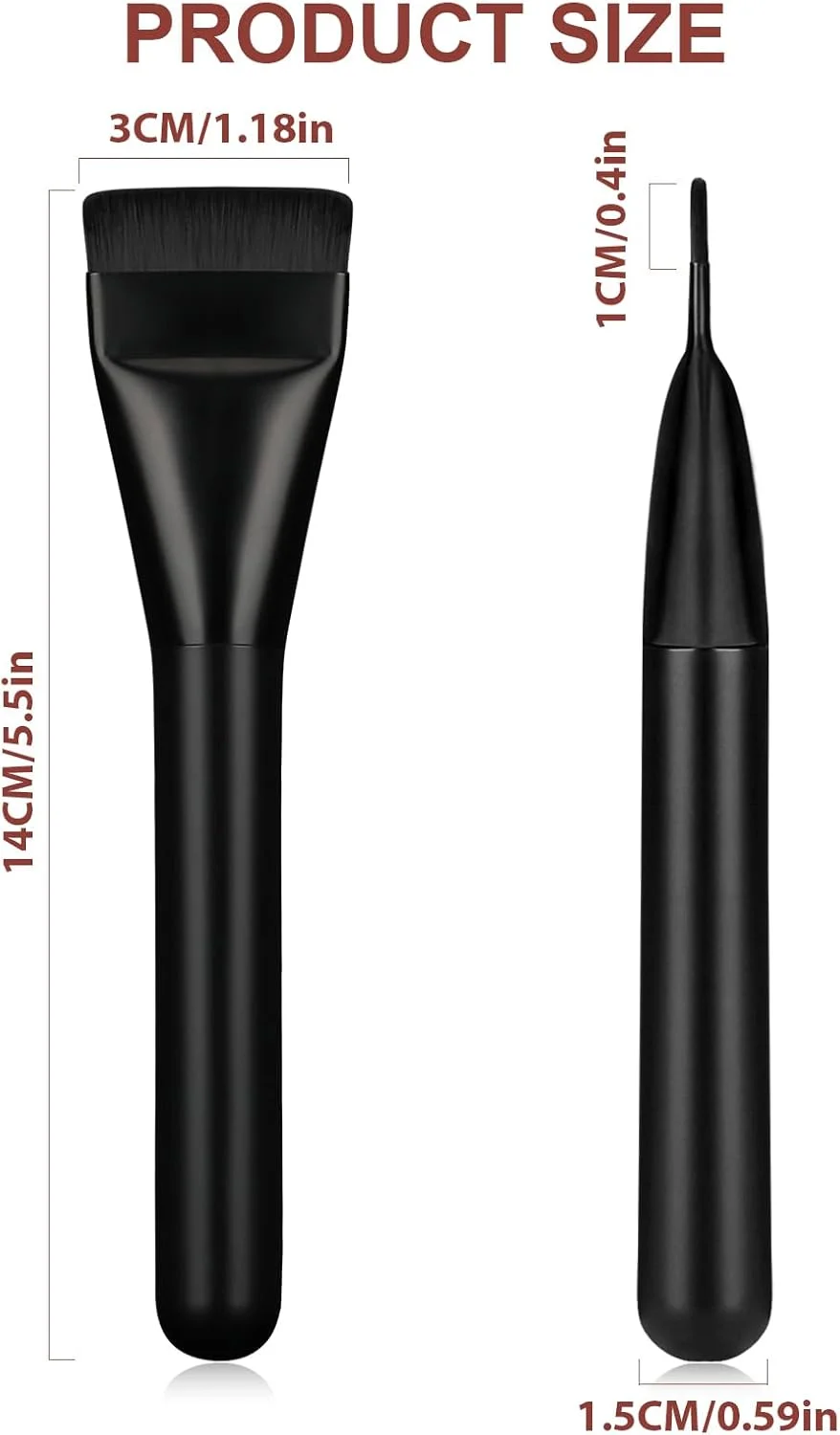 براش فلت کرم پودر برای آرایش مایع، 14 سانتی متر، براش های آرایشی کابوکی سر صاف با کیفیت عالی برای صورت، براش کانسیلر لوازم آرایشی برای مایع، ترکیب، پودر، کرم، رژگونه، مشکی