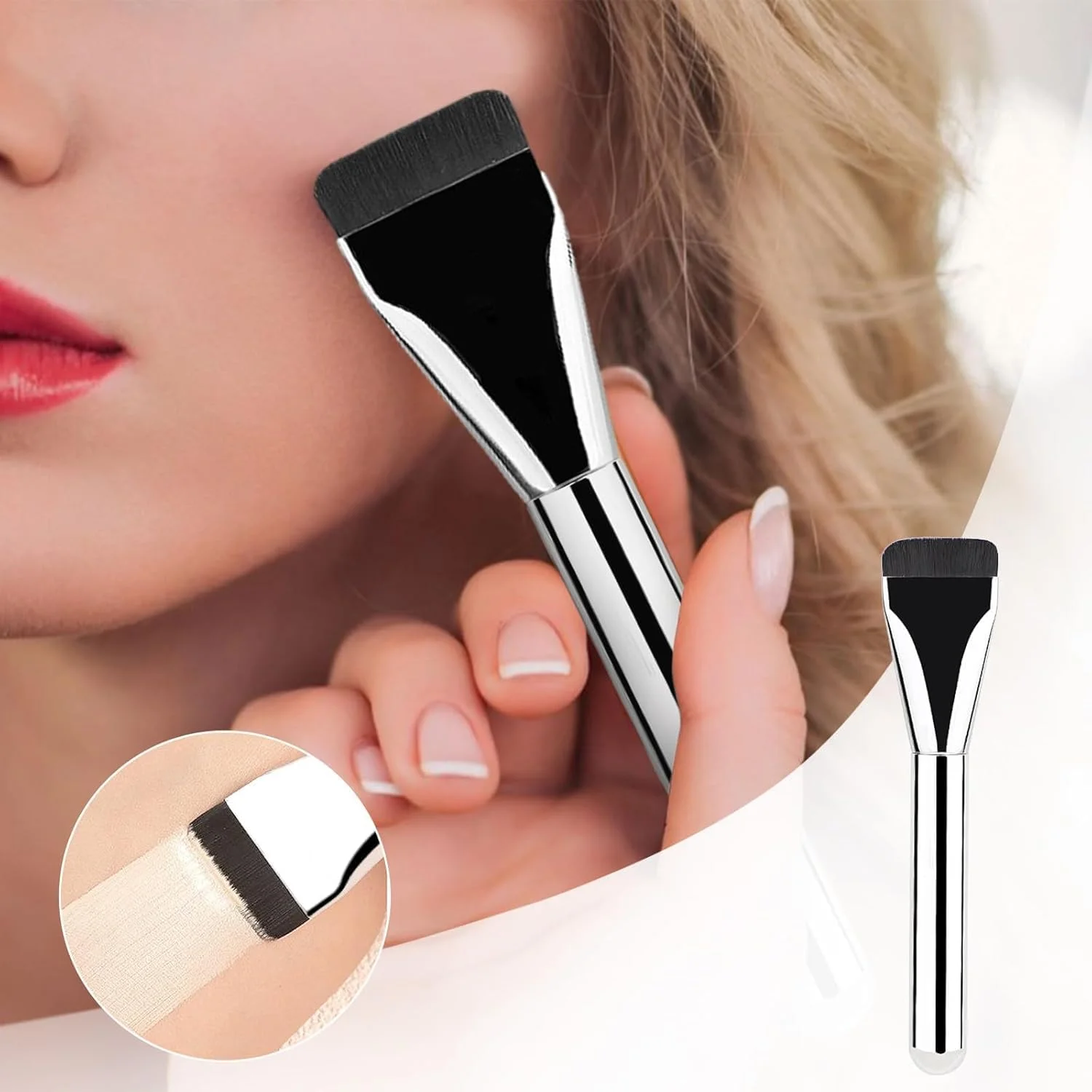 ست 2 عددی براش فلت کرم پودر برای آرایش مایع، براش کرم پودر سر تخت فوق العاده نازک، براش آرایشی فلت نرم و متراکم، براش های زیبایی برای آرایش صورت و استفاده از لوازم آرایشی، براش فلت ممتاز آرایشی ست 2 عددی براش فلت کرم پودر برای آرایش مایع، براش کرم پودر سر تخت فوق العاده نازک، براش آرایشی فلت نرم و متراکم، براش های زیبایی برای آرایش صورت و استفاده از لوازم آرایشی، براش فلت ممتاز آرایشی