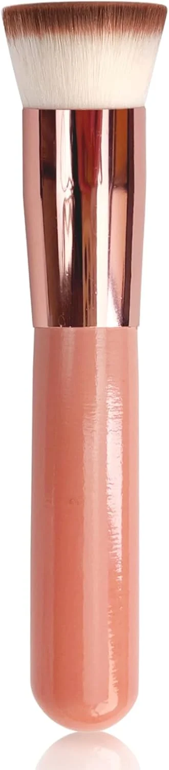 براش کرم پودر سر صاف برای آرایش مایع و برنزه کننده - براش حرفه ای برای پخش و ترکیب آرایش (صورتی)