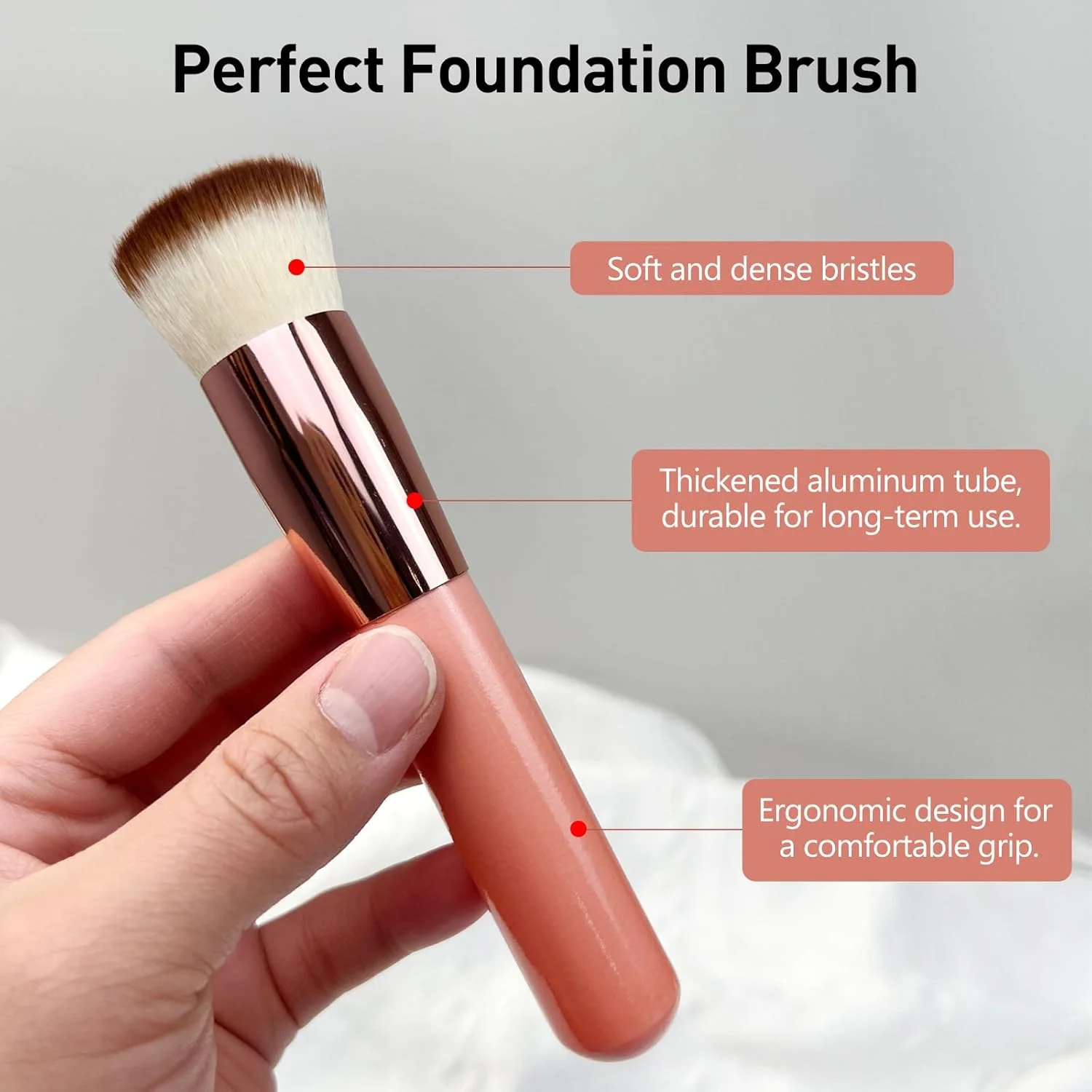 براش کرم پودر سر صاف برای آرایش مایع و برنزه کننده - براش حرفه ای برای پخش و ترکیب آرایش (صورتی) براش کرم پودر سر صاف برای آرایش مایع و برنزه کننده - براش حرفه ای برای پخش و ترکیب آرایش (صورتی)