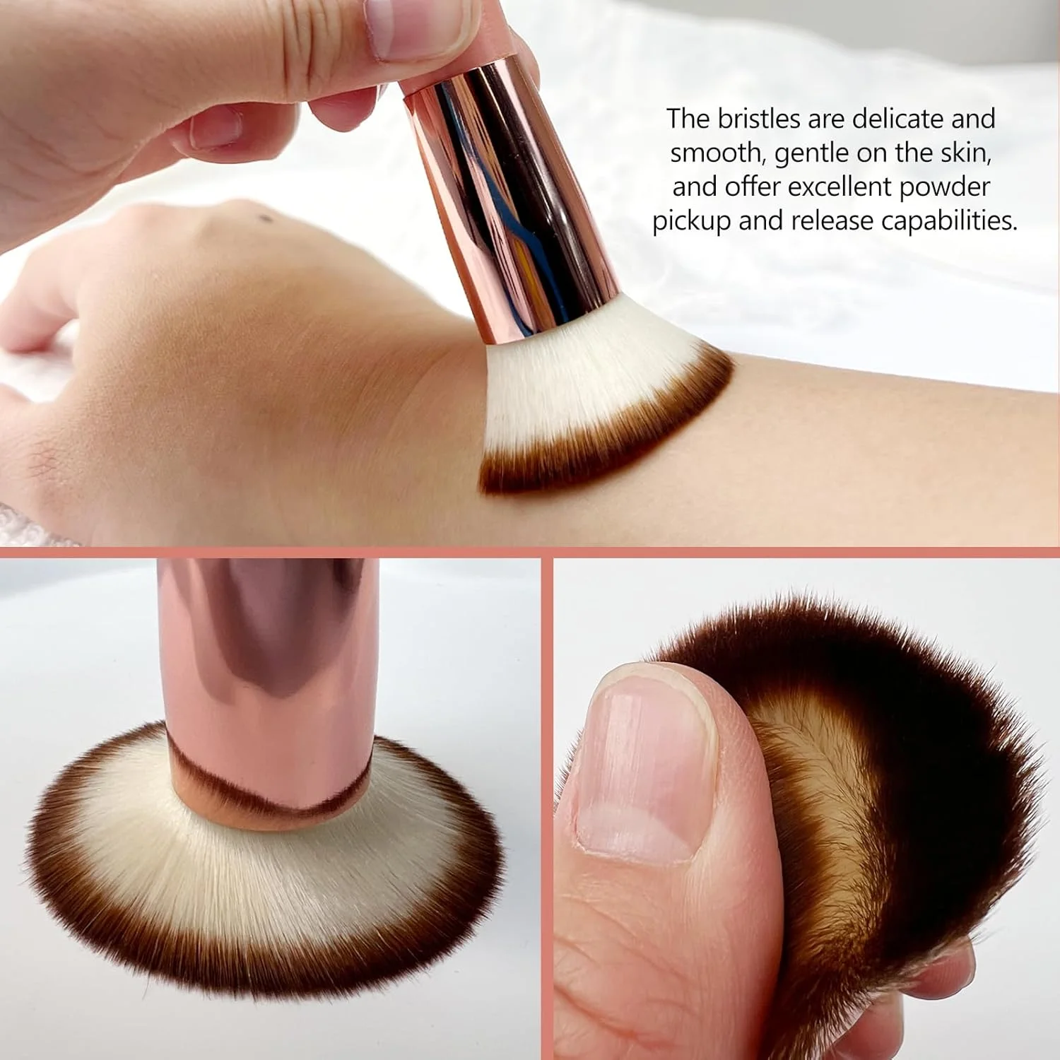 براش کرم پودر سر صاف برای آرایش مایع و برنزه کننده - براش حرفه ای برای پخش و ترکیب آرایش (صورتی) براش کرم پودر سر صاف برای آرایش مایع و برنزه کننده - براش حرفه ای برای پخش و ترکیب آرایش (صورتی)