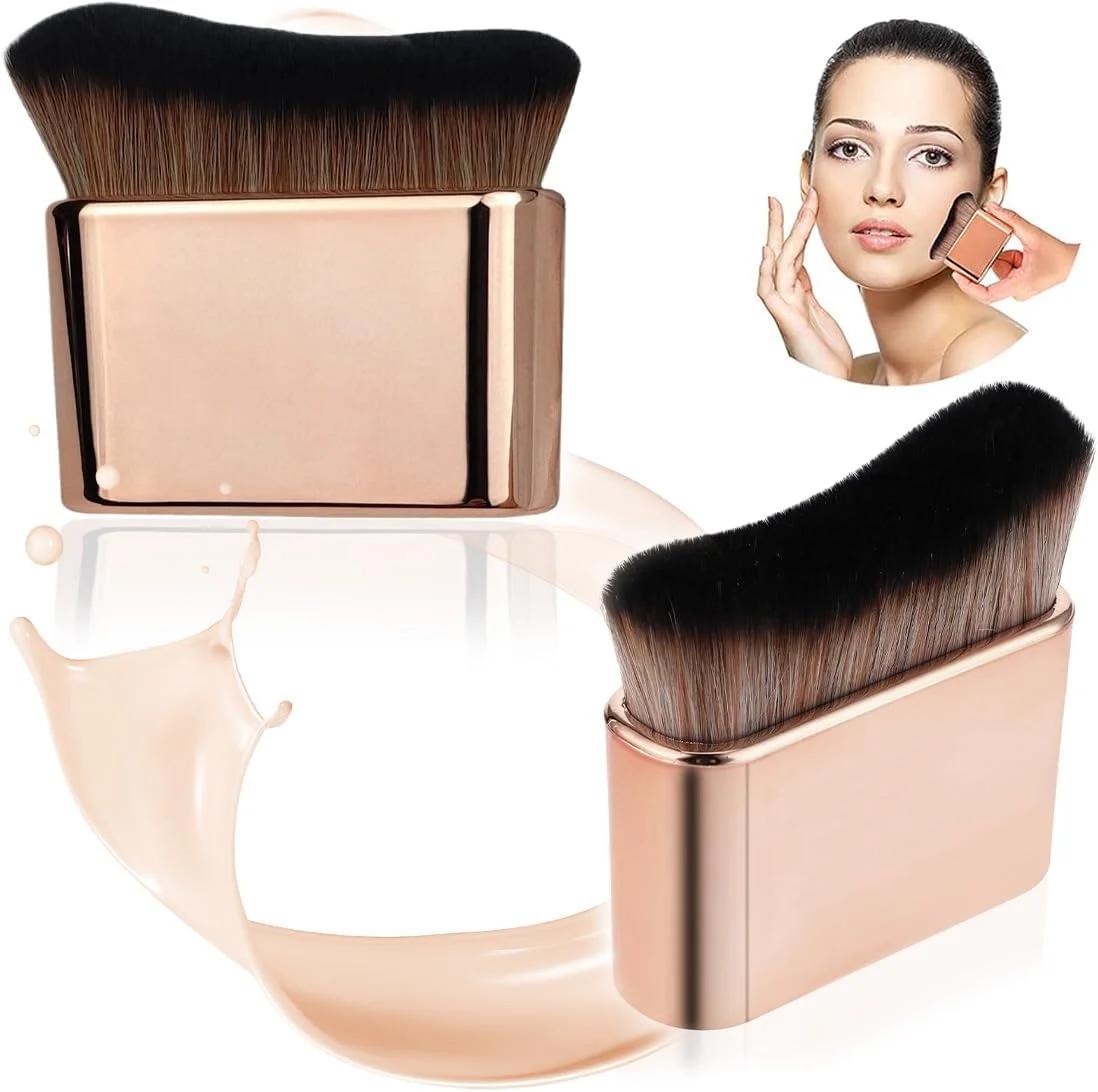 ست دو عددی براش برنزه کننده FMYODWU، براش برنزه کننده خودکار، براش آرایش بدن، براش اپلیکاتور کرم پودر، نرم و لطیف، براش اپلیکاتور بدن و پا (رزگلد)