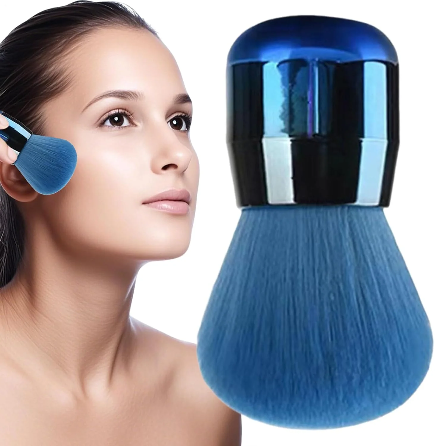 براش آرایشی | برس آرایشی سر پهن قابل حمل و جمع شونده برای پودر، کانسیلر، رژگونه، کرم پودر