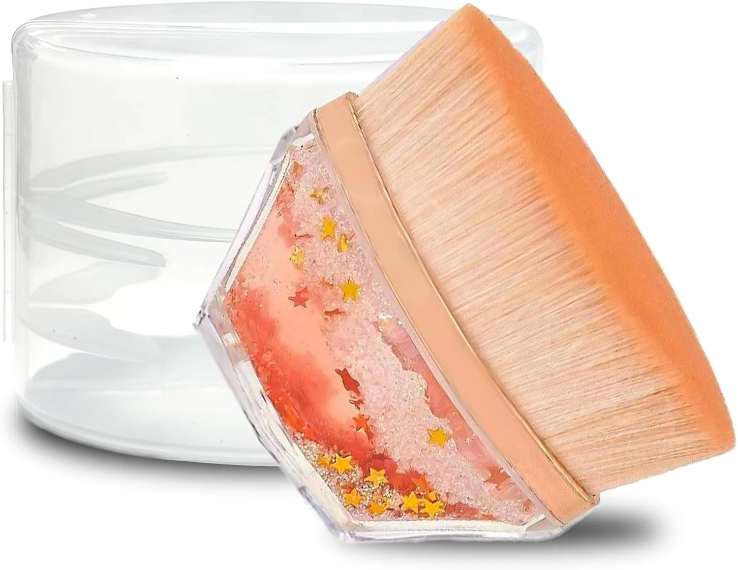 براش آرایشی فونداسیون بی نقص، براش کابوکی سر صاف برای صورت، براش های برنزه کننده بدن به همراه کیف مسافرتی قابل حمل، مناسب برای کرم پودر مایع، سر بزرگ برای آرایش سریع و متراکم، نارنجی براق و پویا