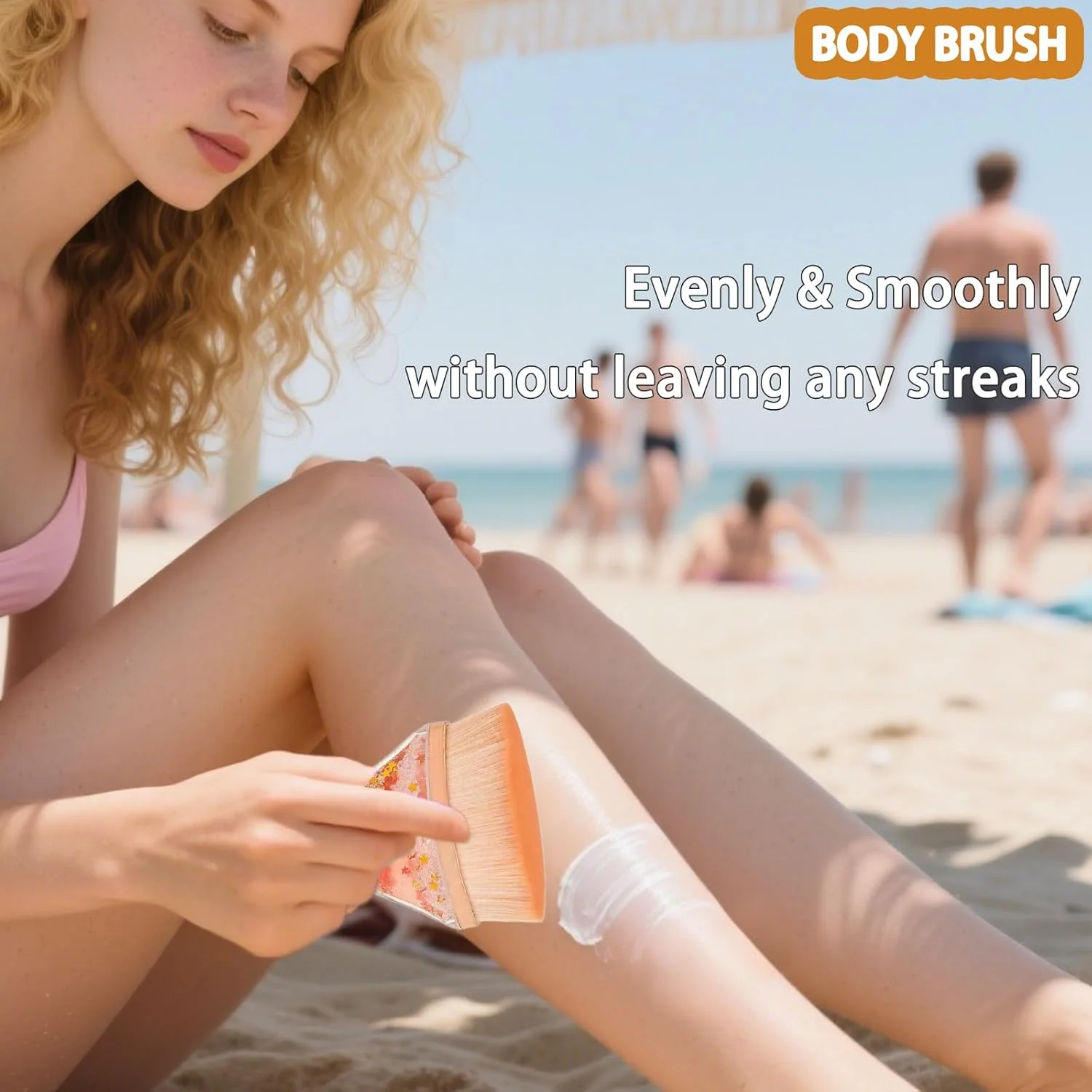 براش آرایشی فونداسیون بی نقص، براش کابوکی سر صاف برای صورت، براش های برنزه کننده بدن به همراه کیف مسافرتی قابل حمل، مناسب برای کرم پودر مایع، سر بزرگ برای آرایش سریع و متراکم، نارنجی براق و پویا