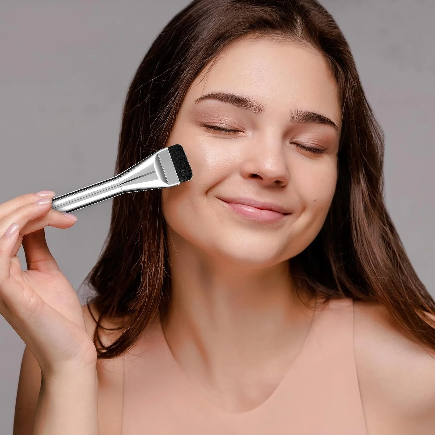 براش فلت کرم پودر، ست براش کرم پودر مایع فوق العاده نازک - استفاده بدون رد برای مایع و کرم