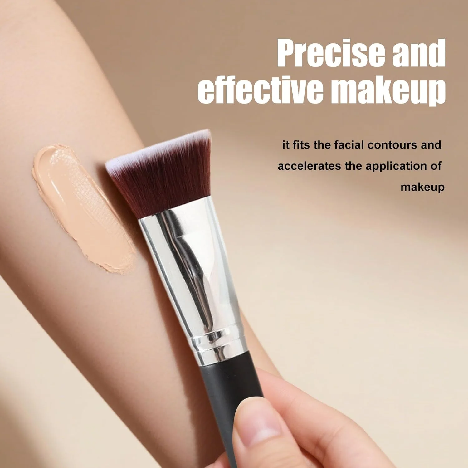 براش کرم پودر کابوکی سر صاف - آرایش ممتاز برای کرم پودر مایع، کرم و پودر - براش پرداخت و ترکیب کننده، صورت براش کرم پودر کابوکی سر صاف - آرایش ممتاز برای کرم پودر مایع، کرم و پودر - براش پرداخت و ترکیب کننده، صورت