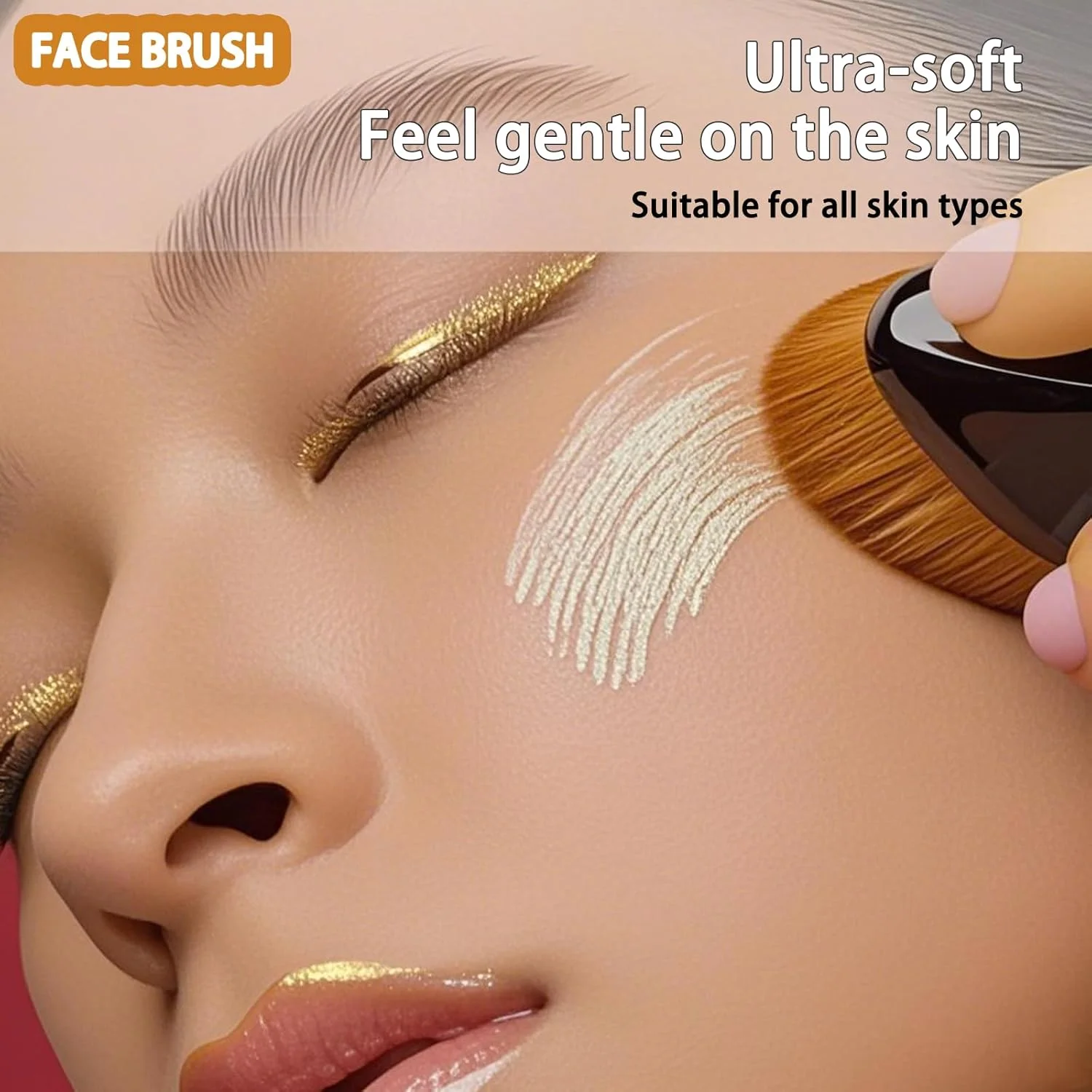 براش آرایشی فونداسیون بی نقص، 2 عدد براش جادویی کابوکی سر صاف، براش های برنزه کننده بدن با کیف قابل حمل، سر بزرگ برای آرایش سریع و یکنواخت، فوق العاده نرم، صورتی