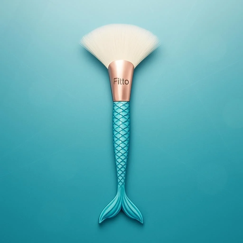 براش تخت آرایشی فیتو آبی - براش تخت کرم پودر و کانسیلر مناسب مایع و کرمی، براش صورت با موهای مصنوعی