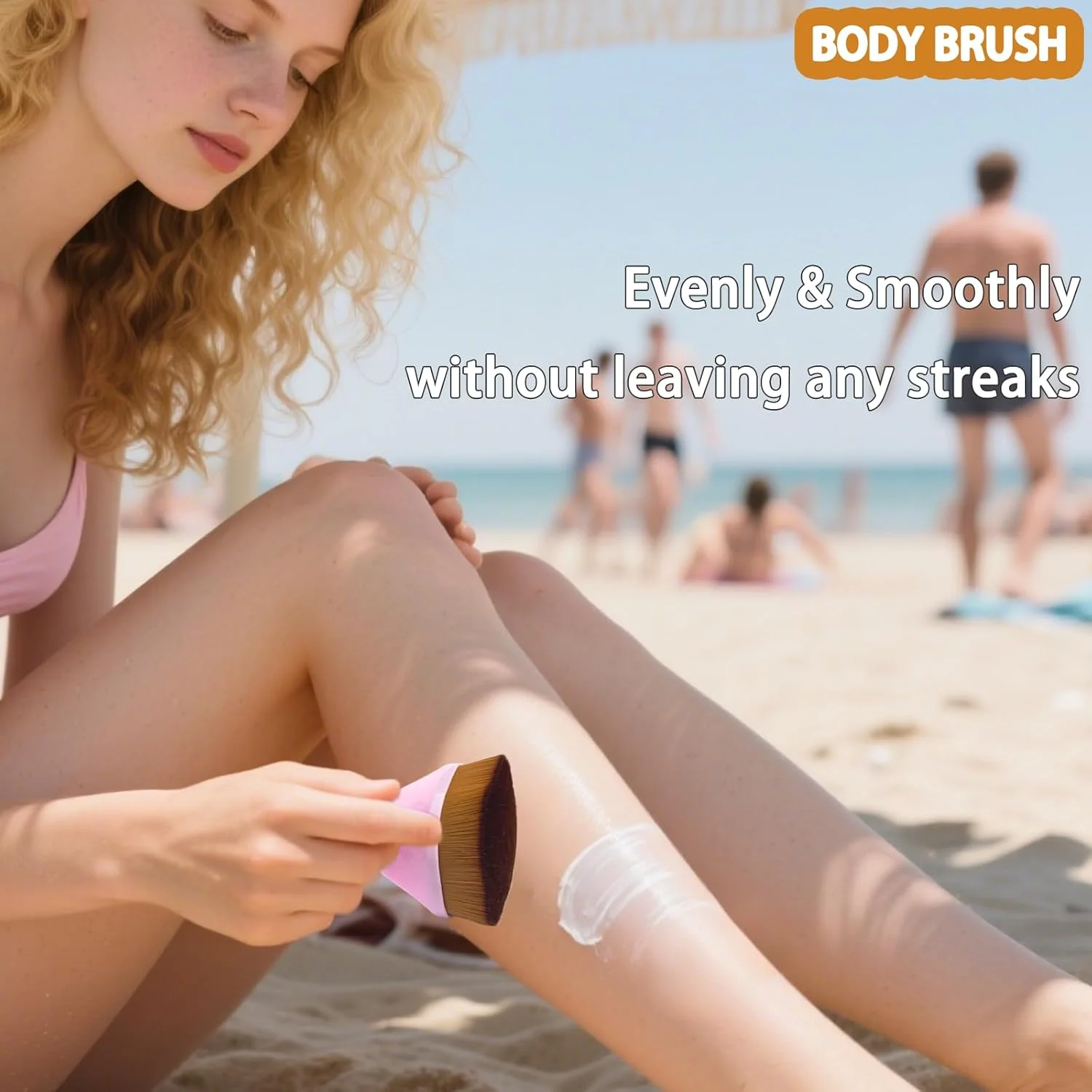 براش آرایشی فونداسیون بی نقص، 2 عدد براش جادویی کابوکی سر صاف، براش های برنزه کننده بدن با کیف قابل حمل، سر بزرگ برای آرایش سریع و یکنواخت، فوق العاده نرم، صورتی