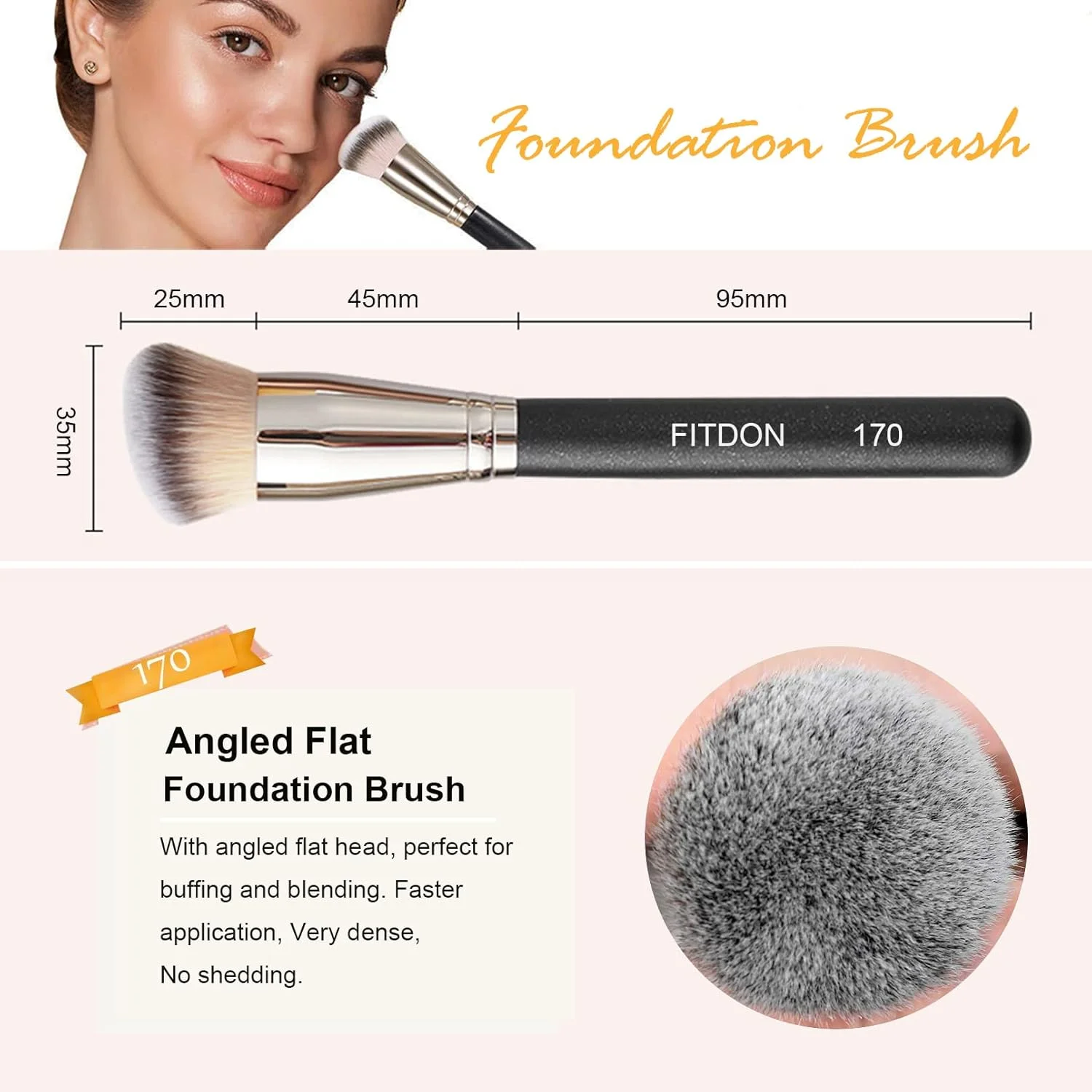 ست برس آرایشی فیتدون شامل 3 عدد برس کرم پودر و کانسیلر و 2 عدد اسفنج کوچک آرایشی، مناسب برای ترکیب بی نقص کرم مایع و پودر، پرداخت و نقطه گذاری