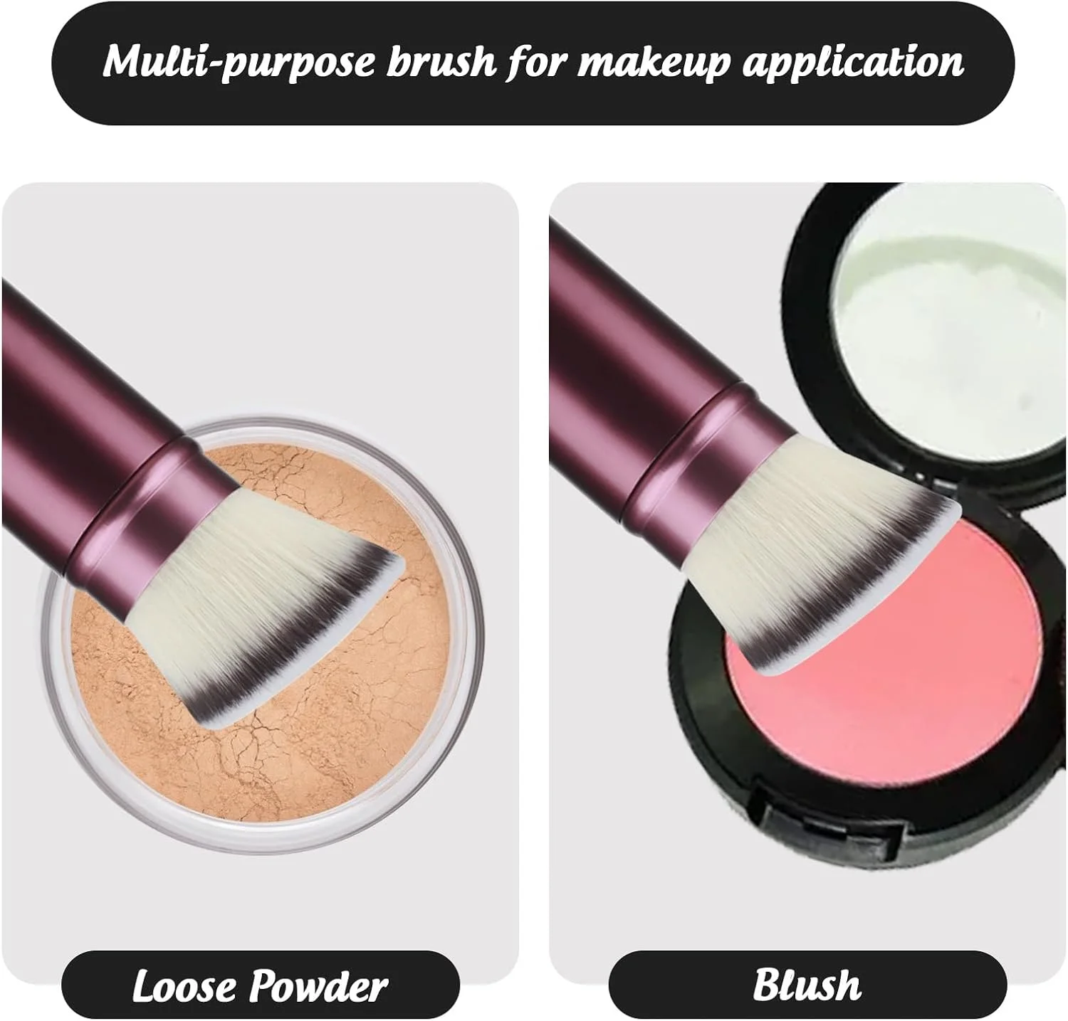 براش آرایشی جمع شونده فیلیلوگور، براش کابوکی برای کرم پودر صورت، براش رژگونه قابل حمل برای استفاده از کرم پودر (L، قرمز شرابی)