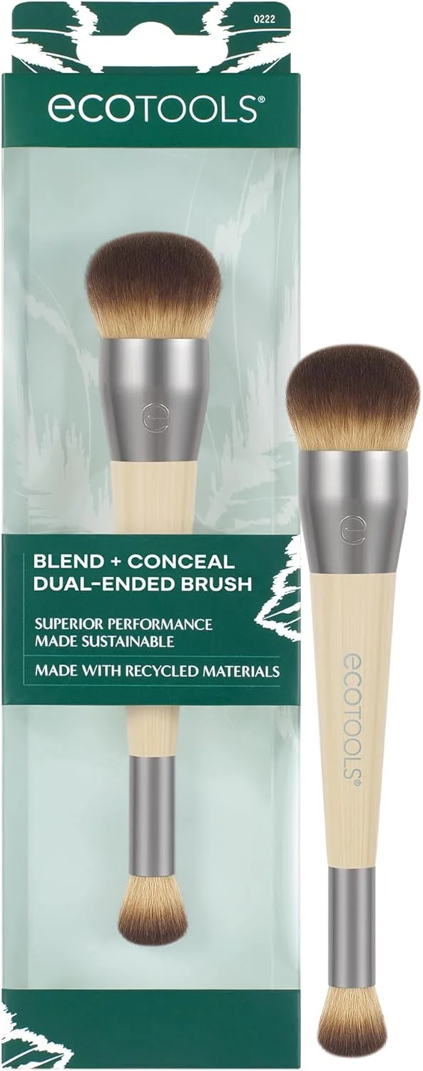براش آرایشی دو طرفه اکو تولز مدل Blend + Conceal، براش فونداسیون و کانسیلر برای فرمول های مایع و کرمی، براش آرایش صورت، موهای مصنوعی، وگان و بدون تست حیوانی، مسافرتی و سازگار با محیط زیست، 1 عدد براش آرایشی دو طرفه اکو تولز مدل Blend + Conceal، براش فونداسیون و کانسیلر برای فرمول های مایع و کرمی، براش آرایش صورت، موهای مصنوعی، وگان و بدون تست حیوانی، مسافرتی و سازگار با محیط زیست، 1 عدد