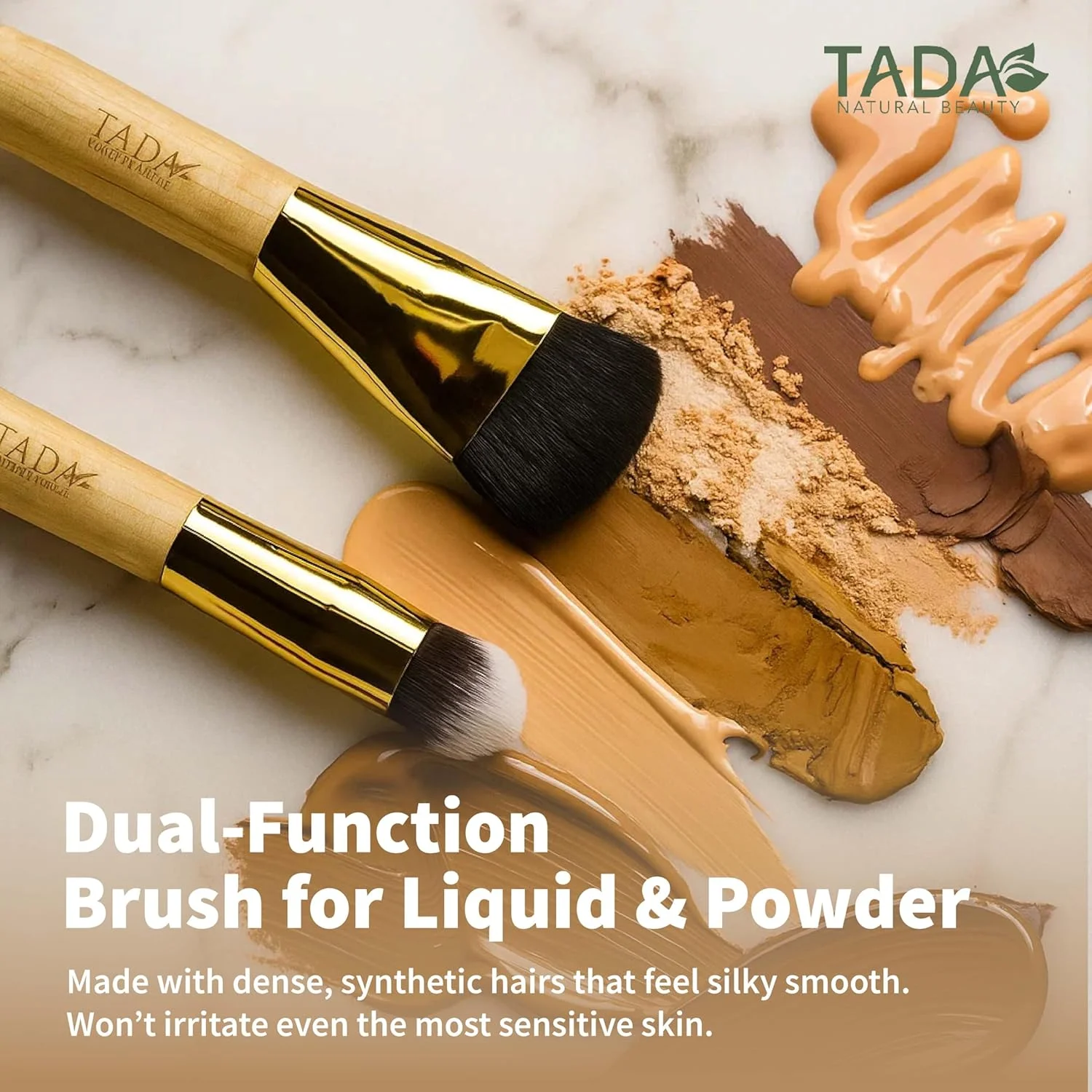 براش آرایشی دو سر TADA Natural Beauty، براش کابوکی برای رژگونه، پودر و کرم پودر مایع، مناسب مسافرت، بلندر آرایشی برای پایانی بی نقص، دسته چوبی براش آرایشی دو سر TADA Natural Beauty، براش کابوکی برای رژگونه، پودر و کرم پودر مایع، مناسب مسافرت، بلندر آرایشی برای پایانی بی نقص، دسته چوبی