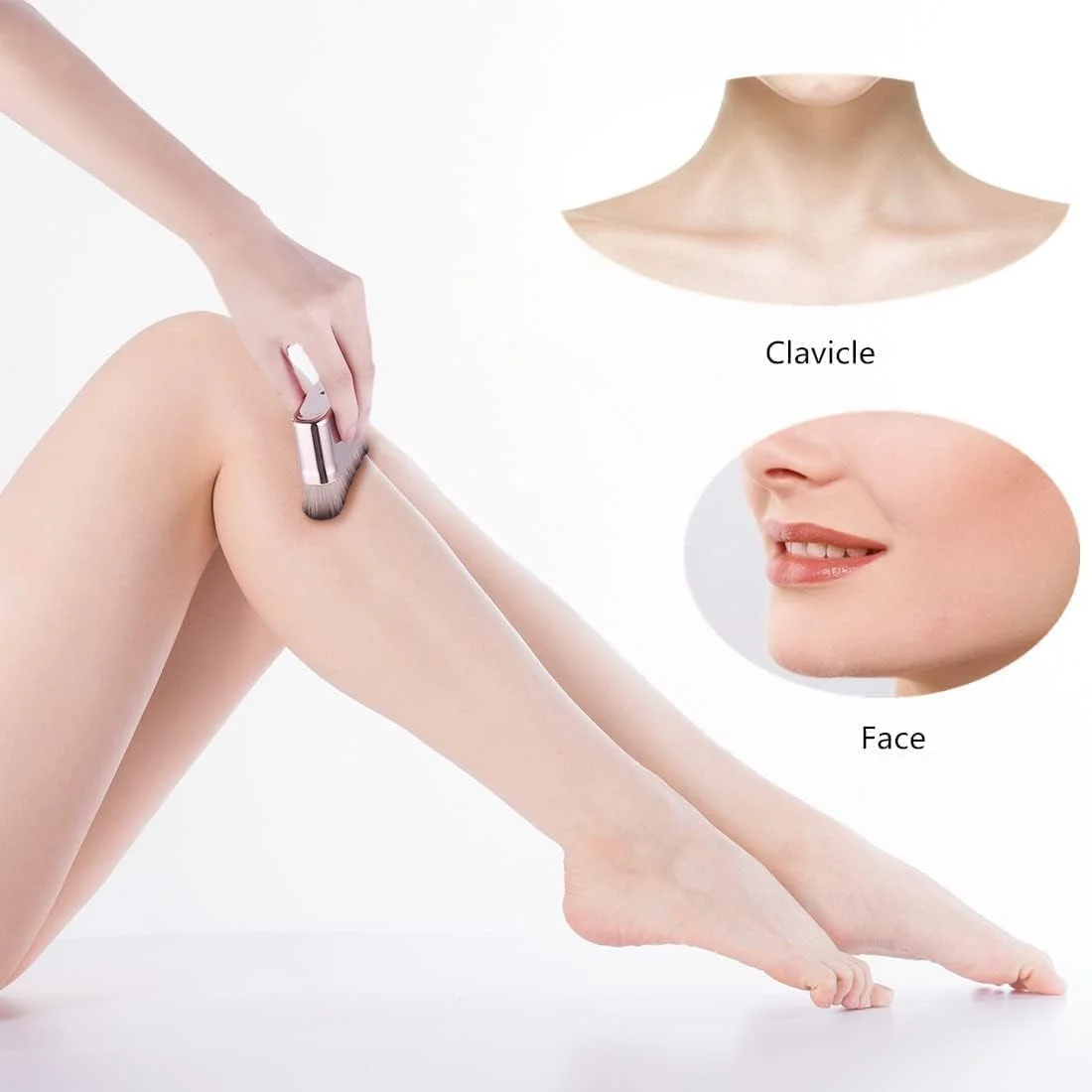 برس برنزه کننده دفسدار، برس نرم آرایشی بدن، برس برنزه کننده قابل حمل، برس برنزه کننده صورت، برس کرم پودر کابوکی برای آرایش بدن و پا (رزگلد)