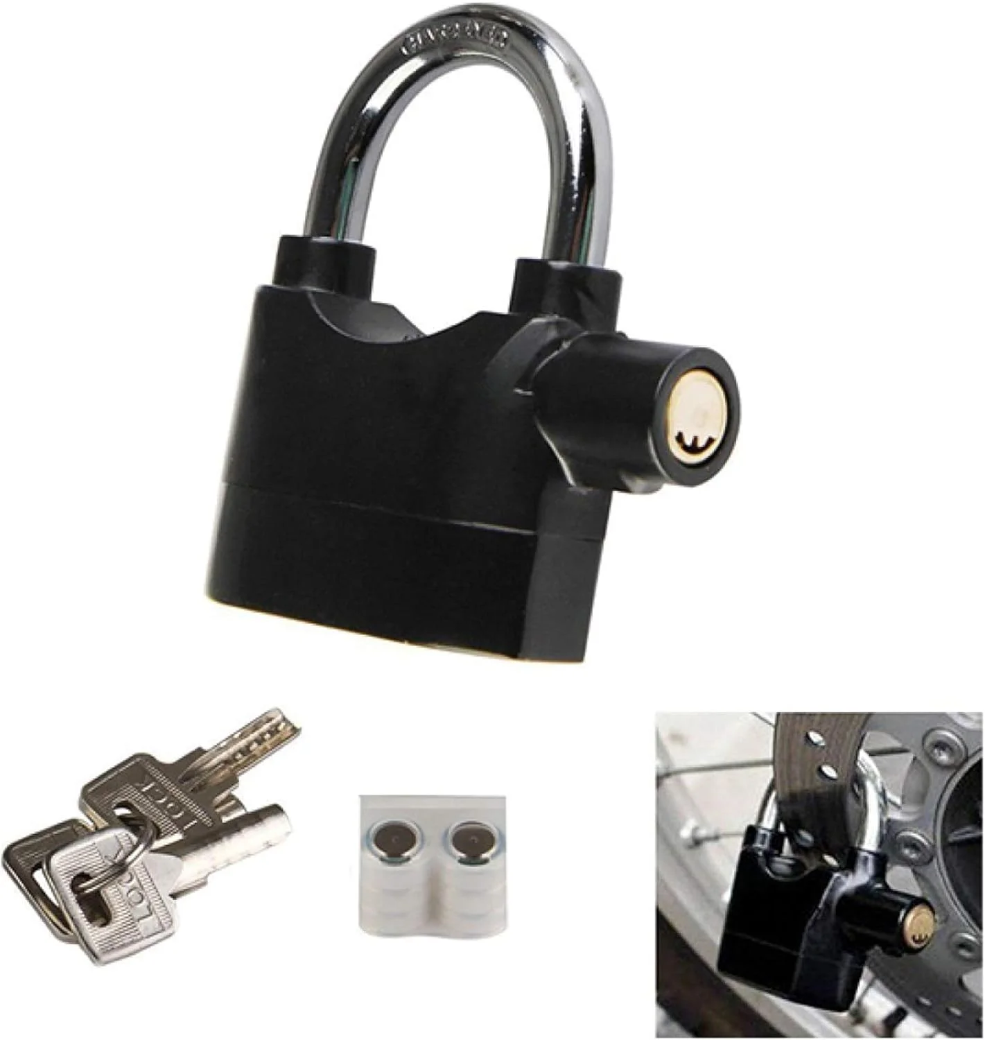 قفل پدال ضد سرقت کروپالو با آژیر هشدار هوشمند و سنسور حرکتی برای خانه | دفتر | دوچرخه (1 عدد، مشکی)
