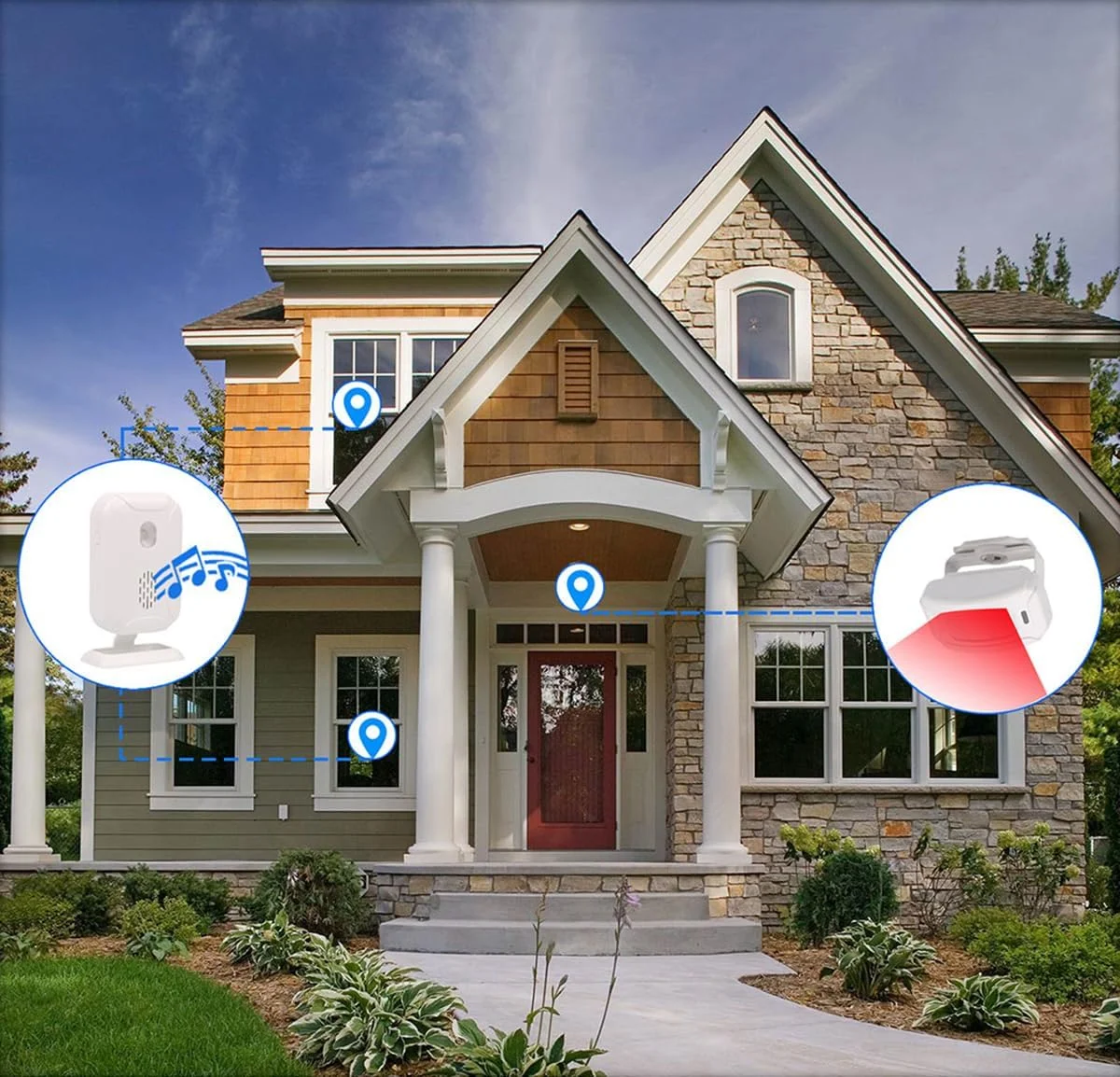 آلارم سنسور حرکتی بی سیم Meichoon، سیستم هشدار امنیتی خانه، زنگ درب ورودی، اتاق داخلی، ورودی، صندوق پستی با 1 سنسور و 1 گیرنده